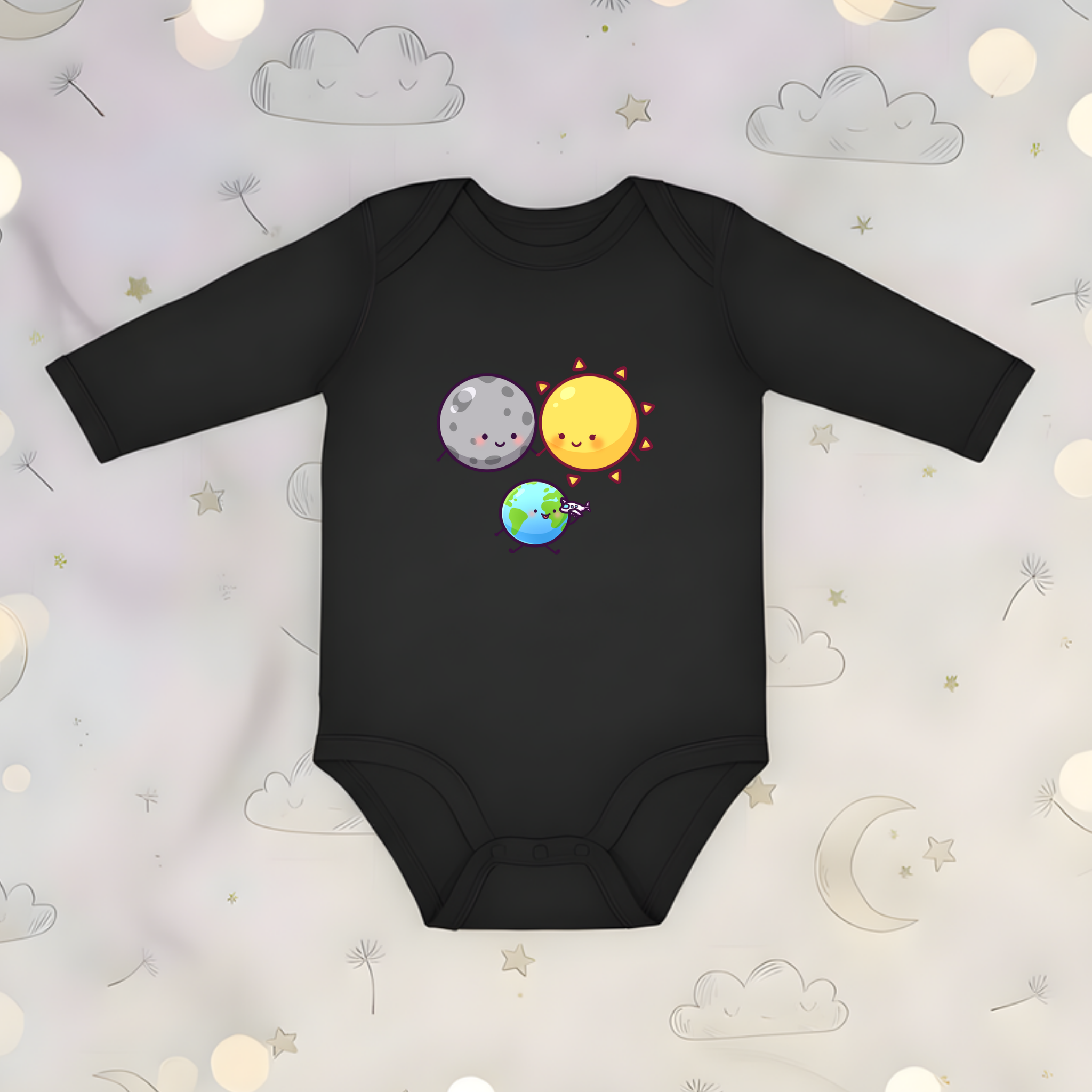 Sun Moon and Earth Family Long Sleeve Onesie