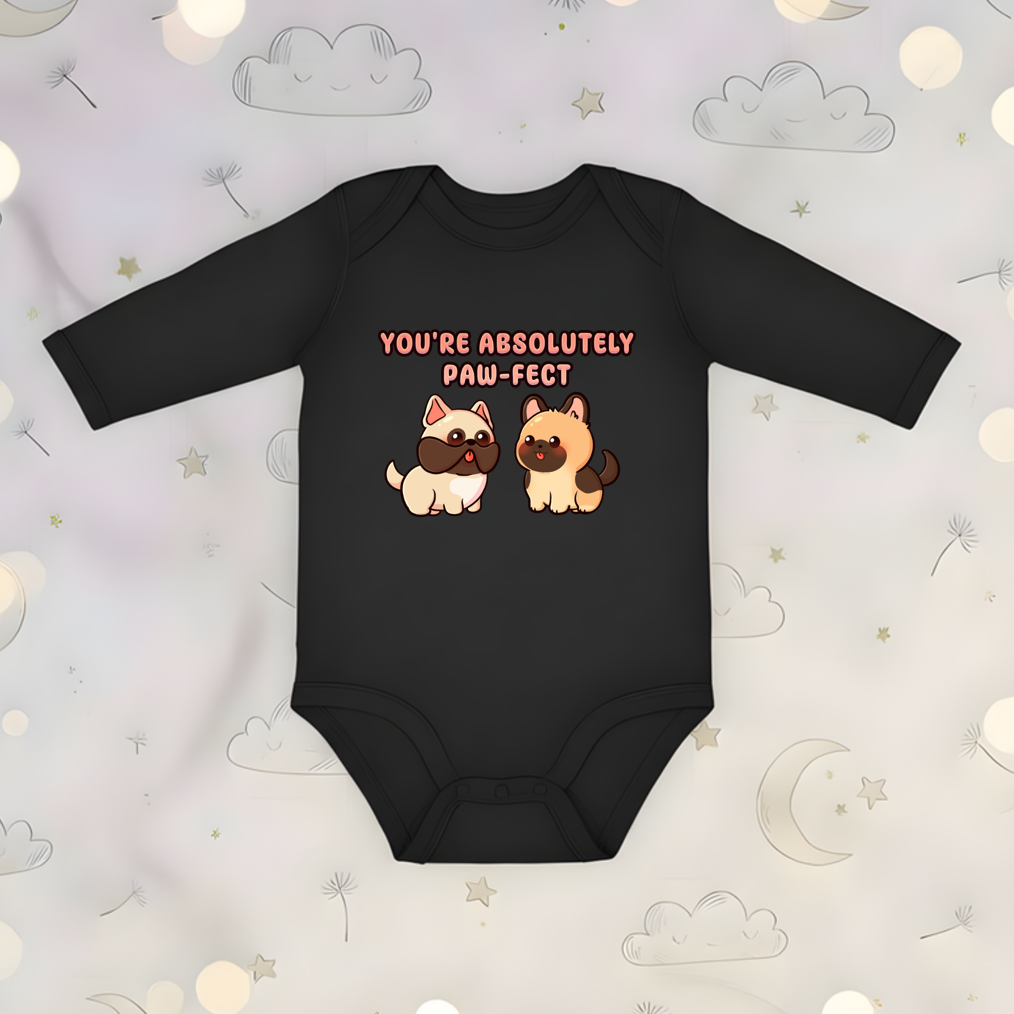 You're Absolutely Paw-fect Dog Couple - French Bulldog & German Shephard Long Sleeve Onesie
