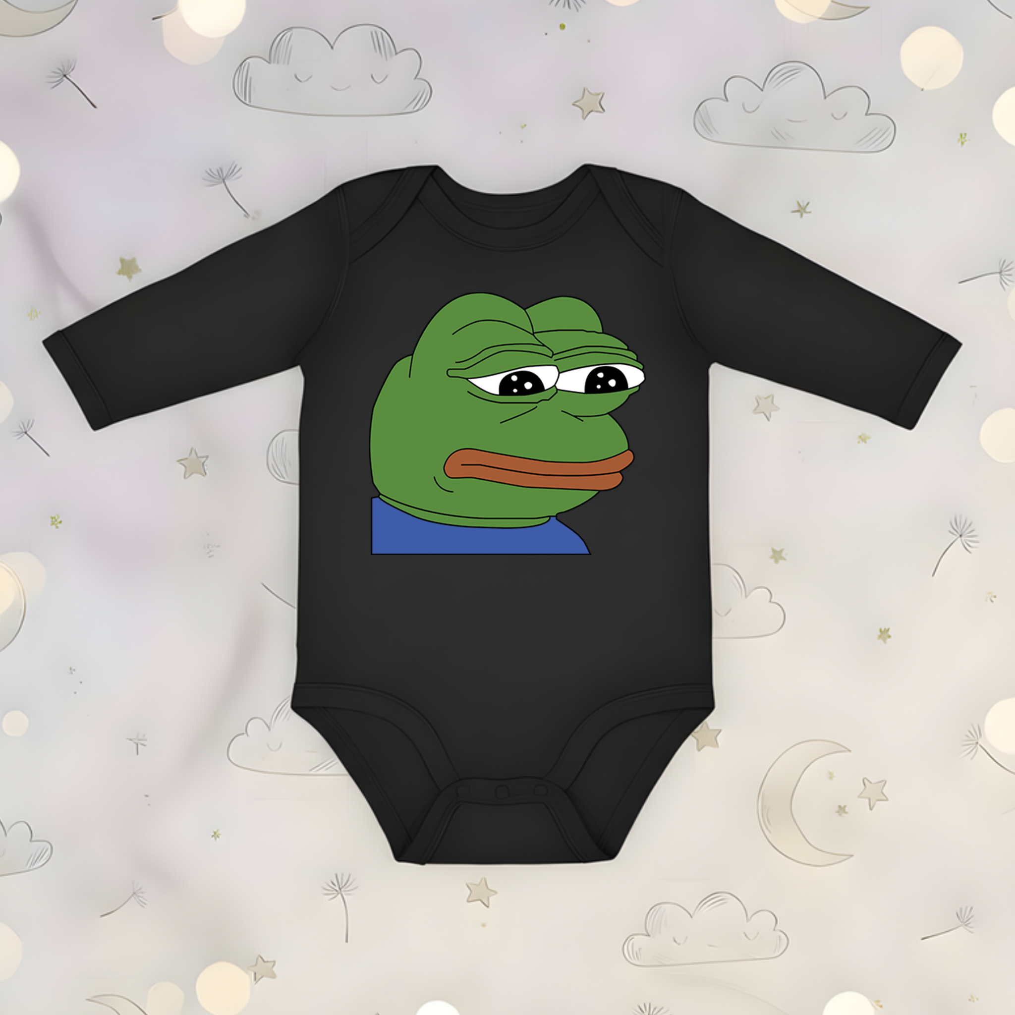 Sad Pepe the Frog Long Sleeve Onesie