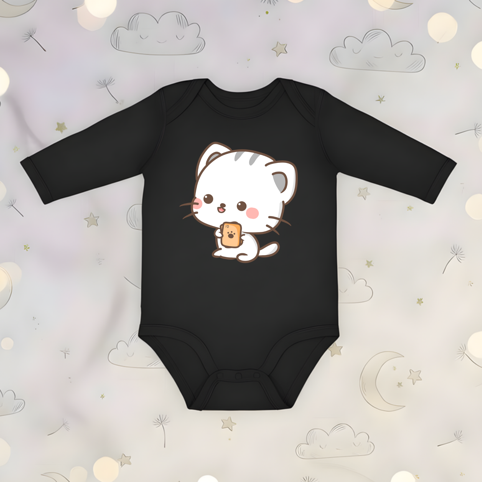 Cat Playing Cards Long Sleeve Onesie