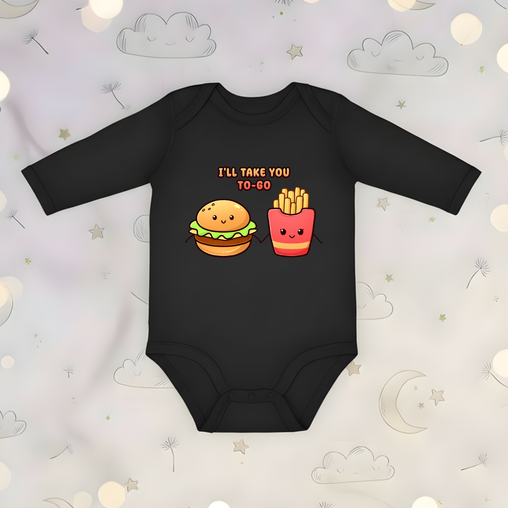 I'll Take You To-Go Burger and Fries Couple Long Sleeve Onesie