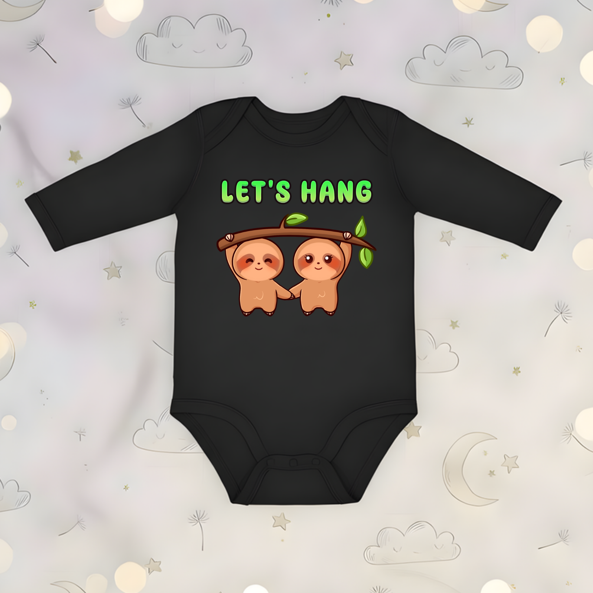 Let's Hang Sloth Couple Long Sleeve Onesie