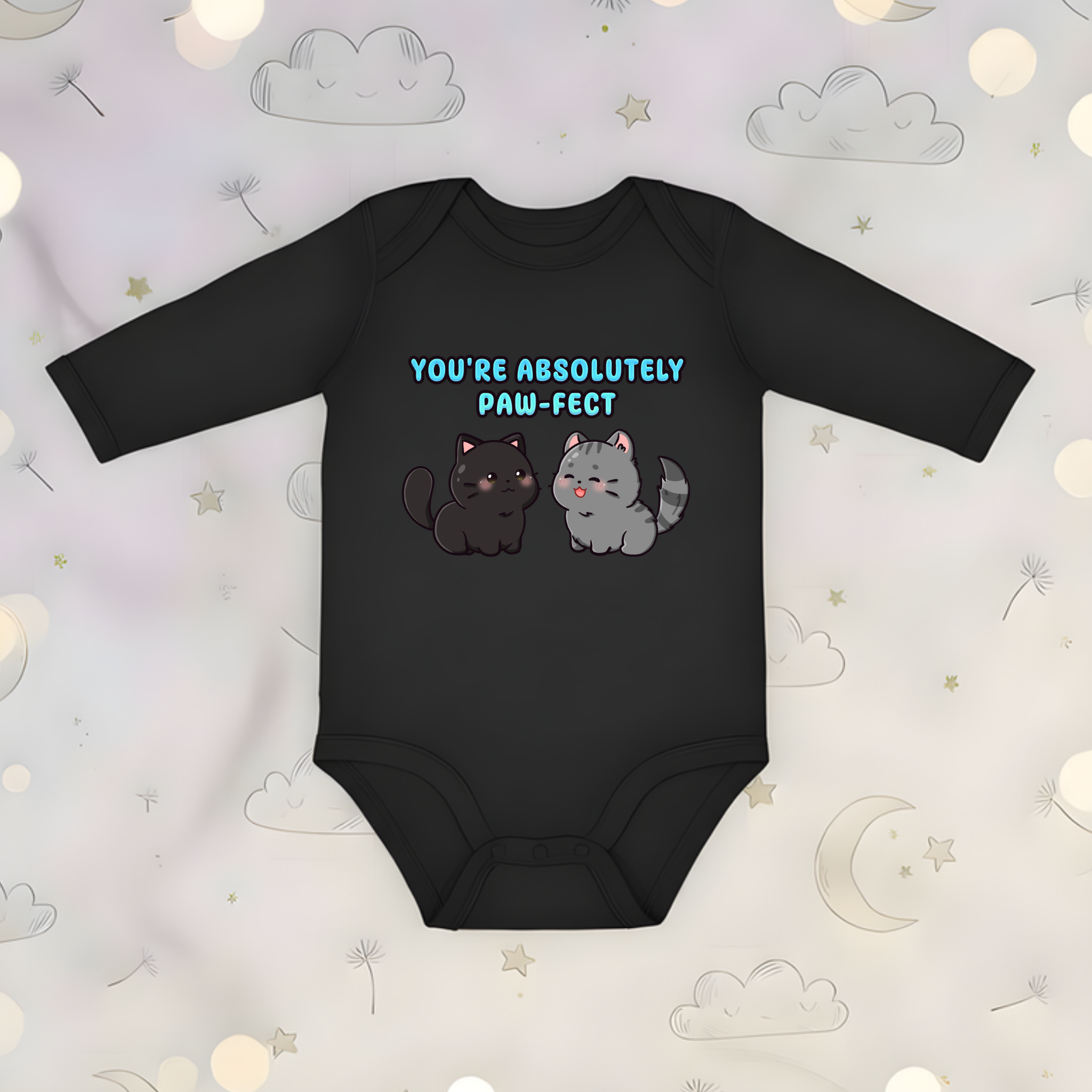 You're Absolutely Paw-Fect Cat Couple Long Sleeve Onesie