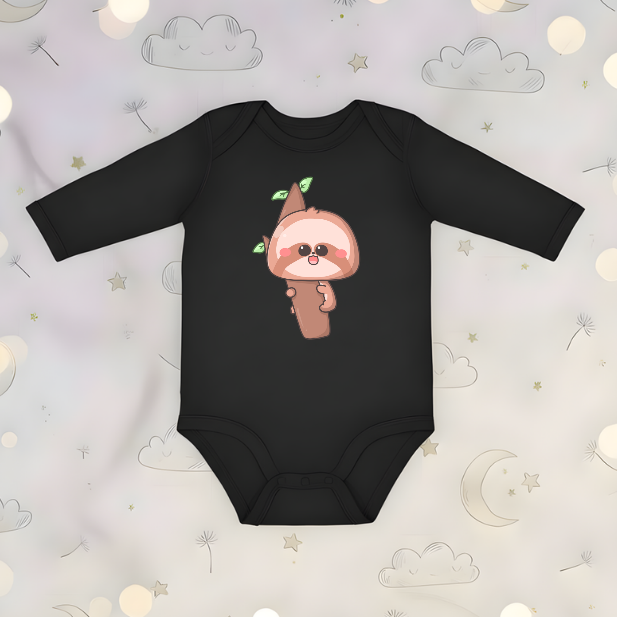 Baby Sloth on a Tree Branch Long Sleeve Onesie