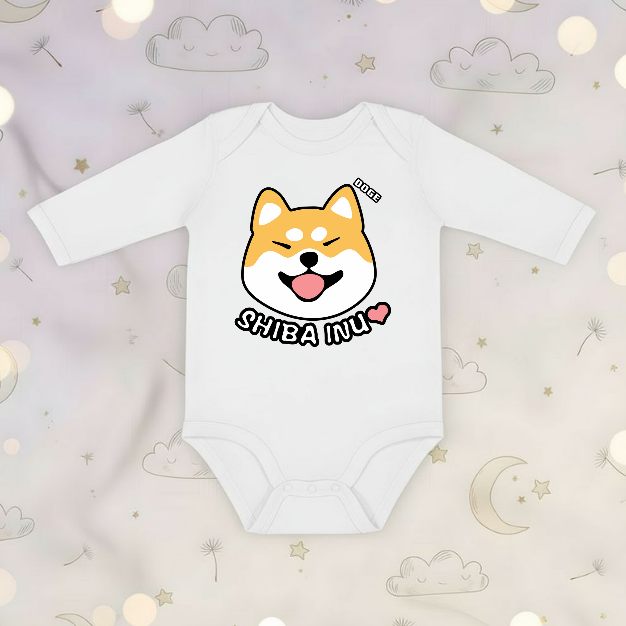 Doge Shiba Inu Face Long Sleeve Onesie