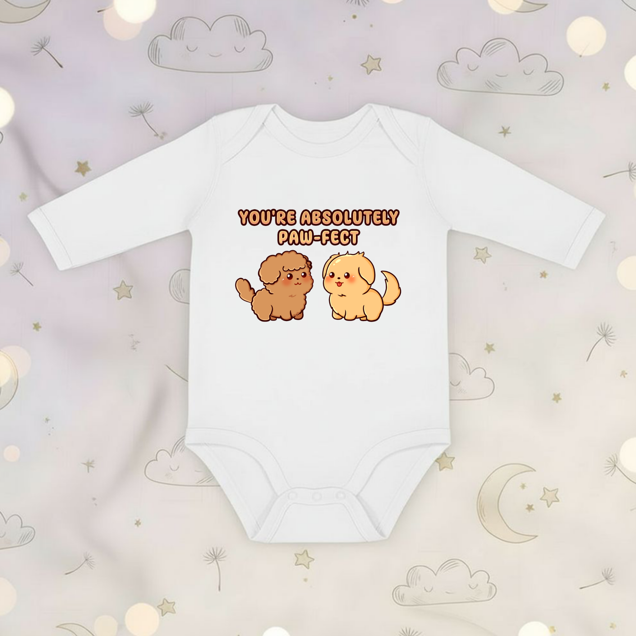 You're Absolutely Paw-Fect Dog Couple - Poodle & Golden Retriever Long Sleeve Onesie