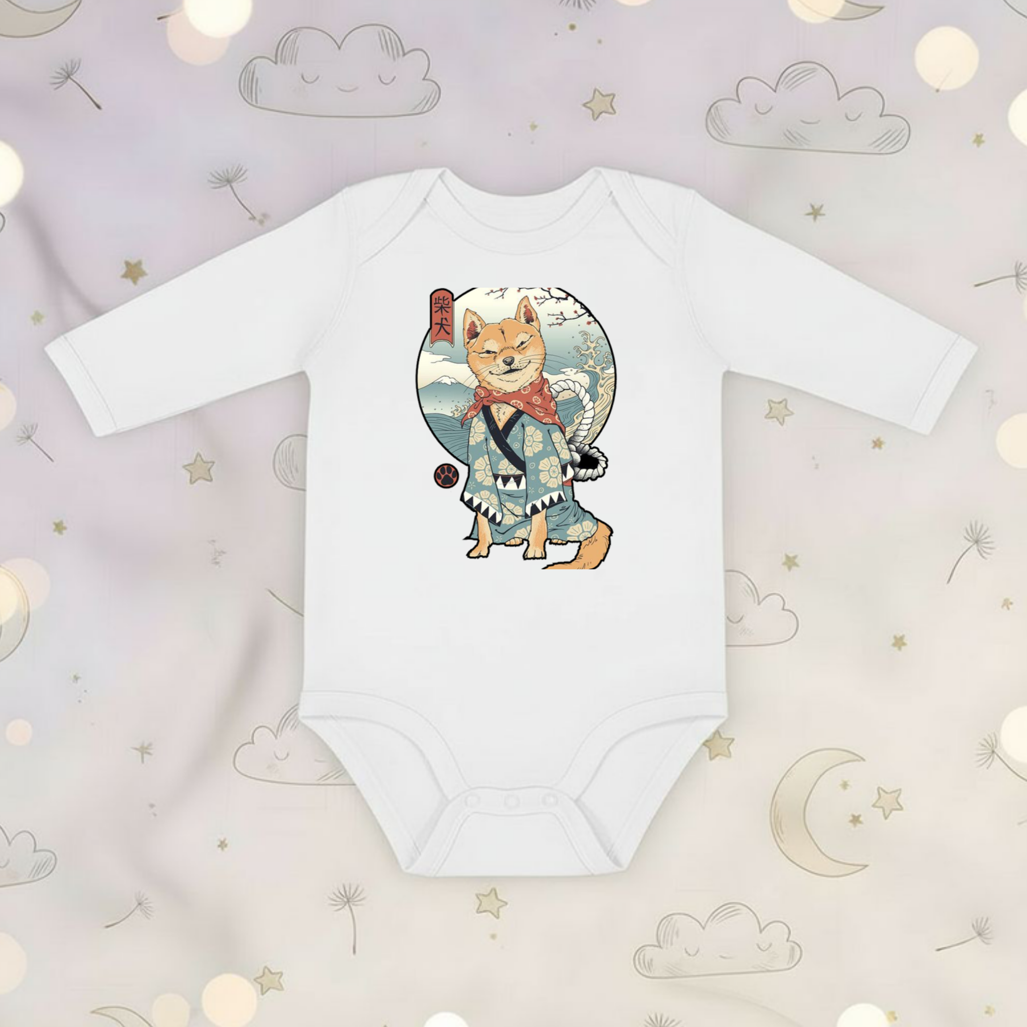 Japanese Samurai Shiba Inu Long Sleeve Onesie