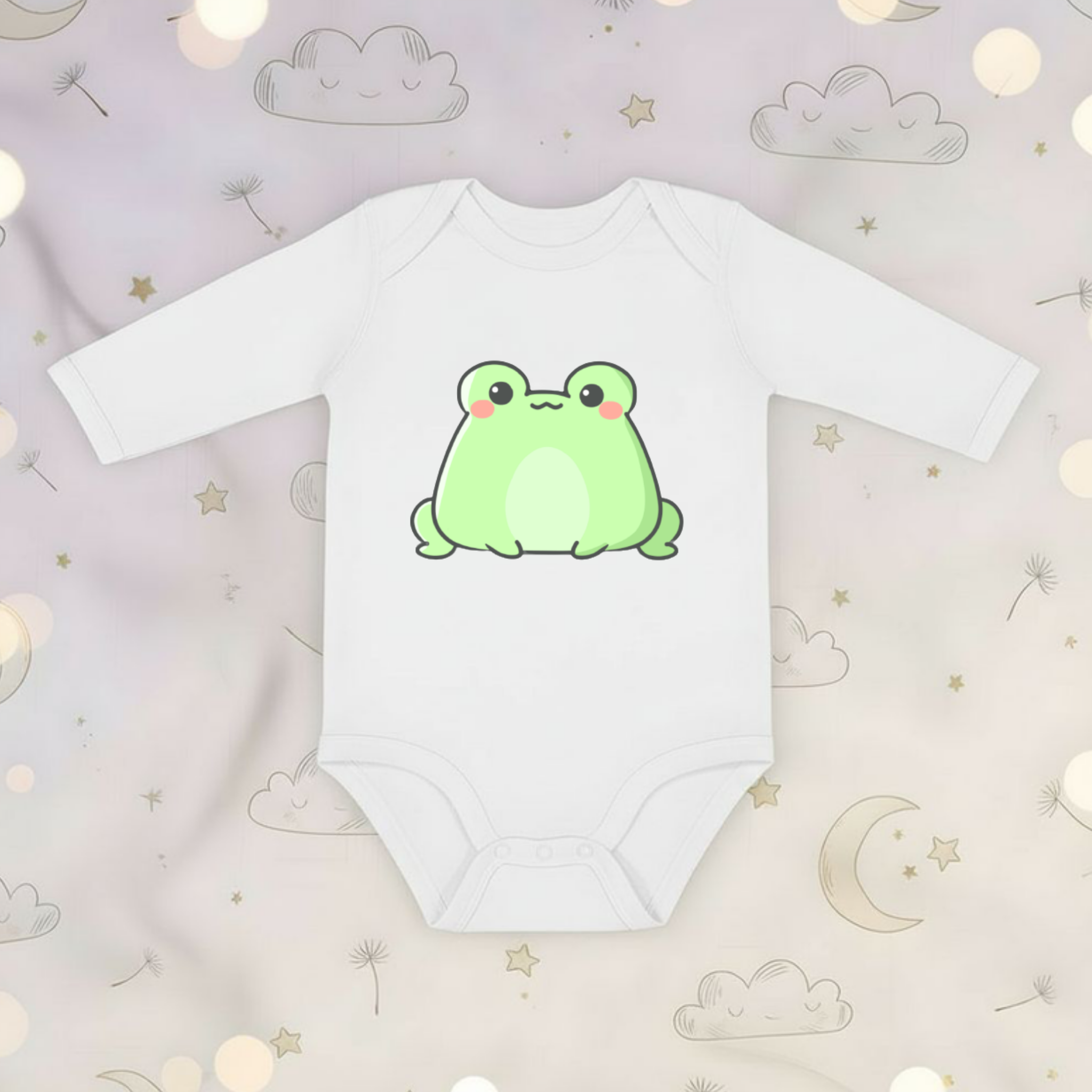 Sitting Frog Long Sleeve Onesie