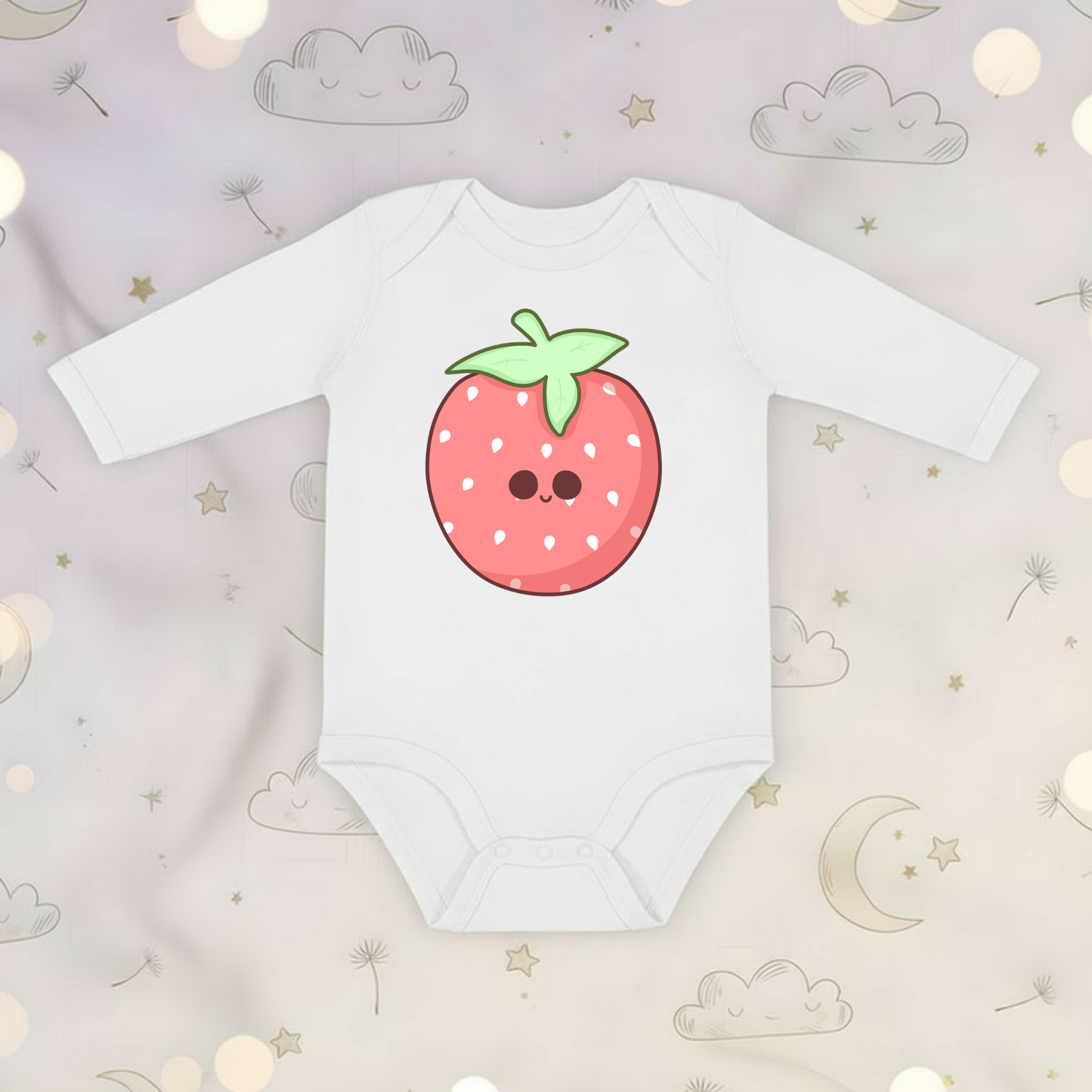 Baby Strawberry Long Sleeve Onesie