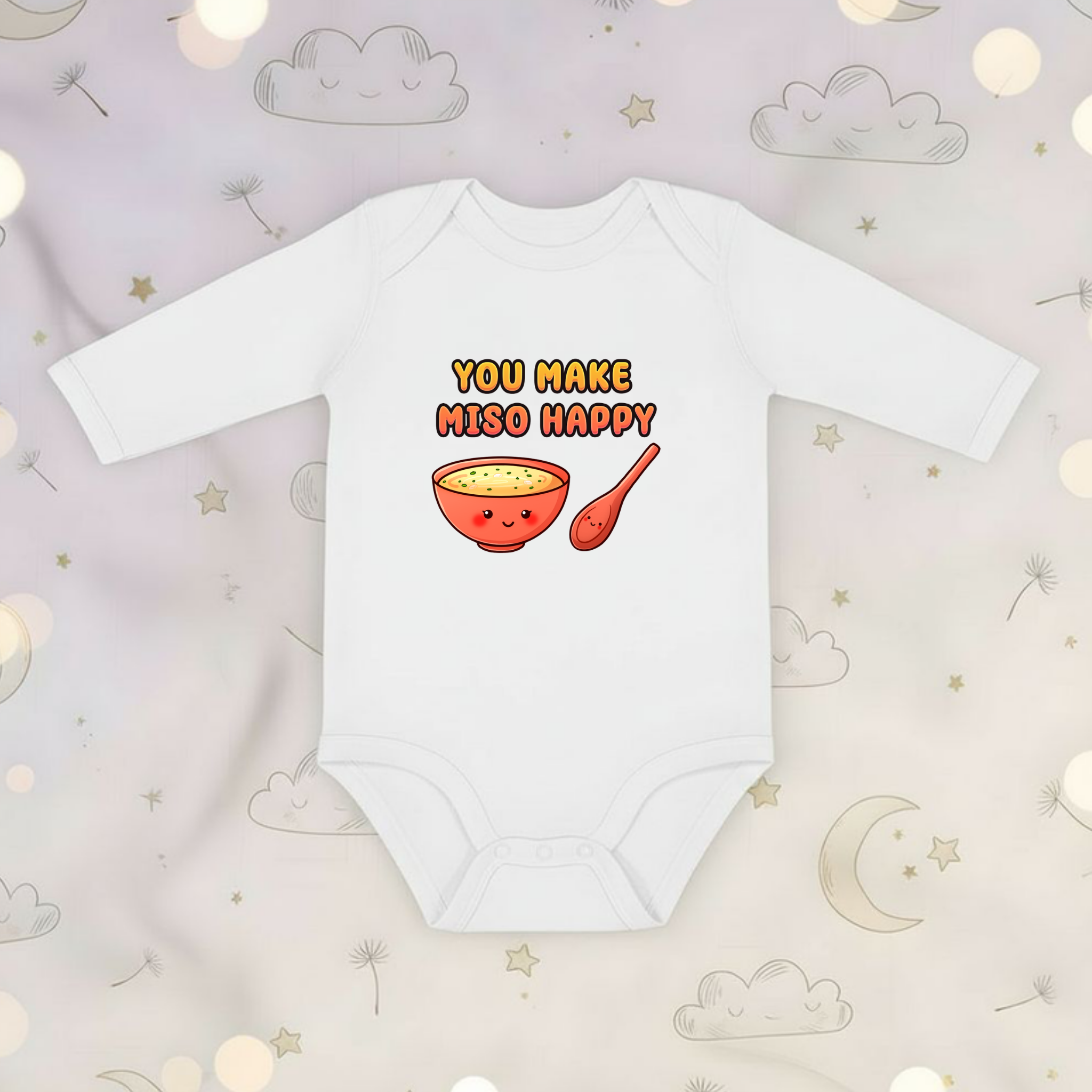 You Make Miso Happy Miso Soup and Spoon Couple Long Sleeve Onesie