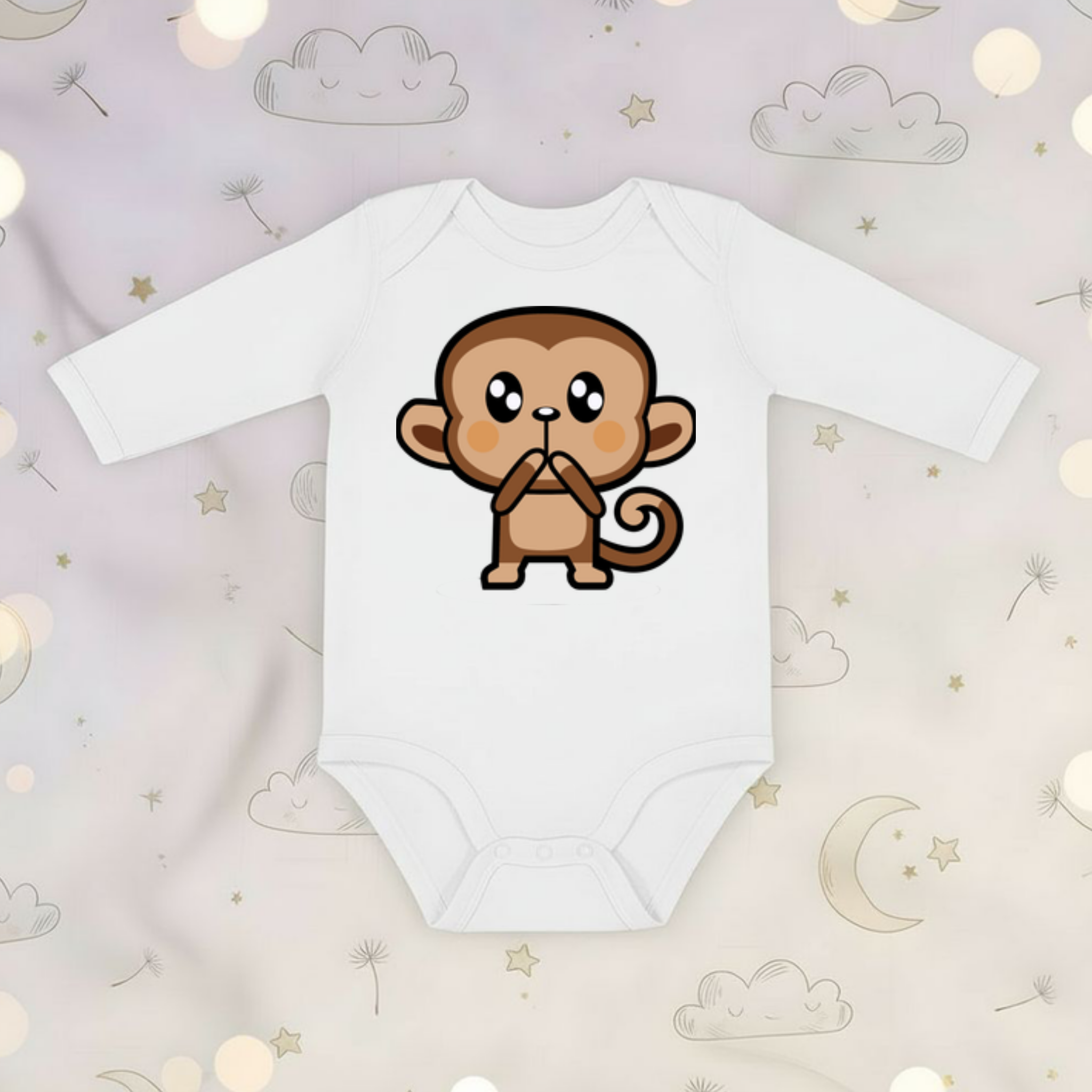 Shocked Monkey Long Sleeve Onesie