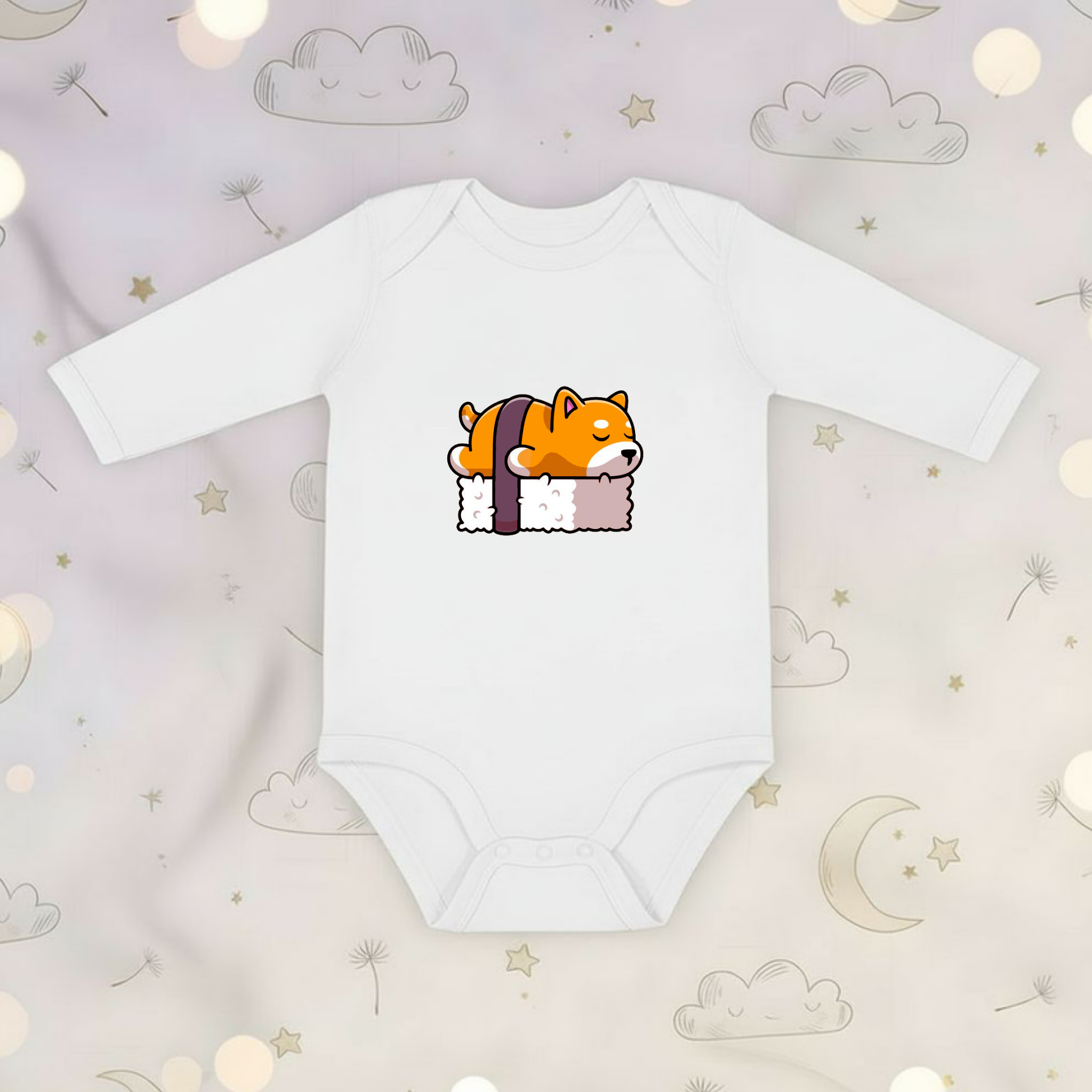 Dog Sleeping on Sushi Long Sleeve Onesie