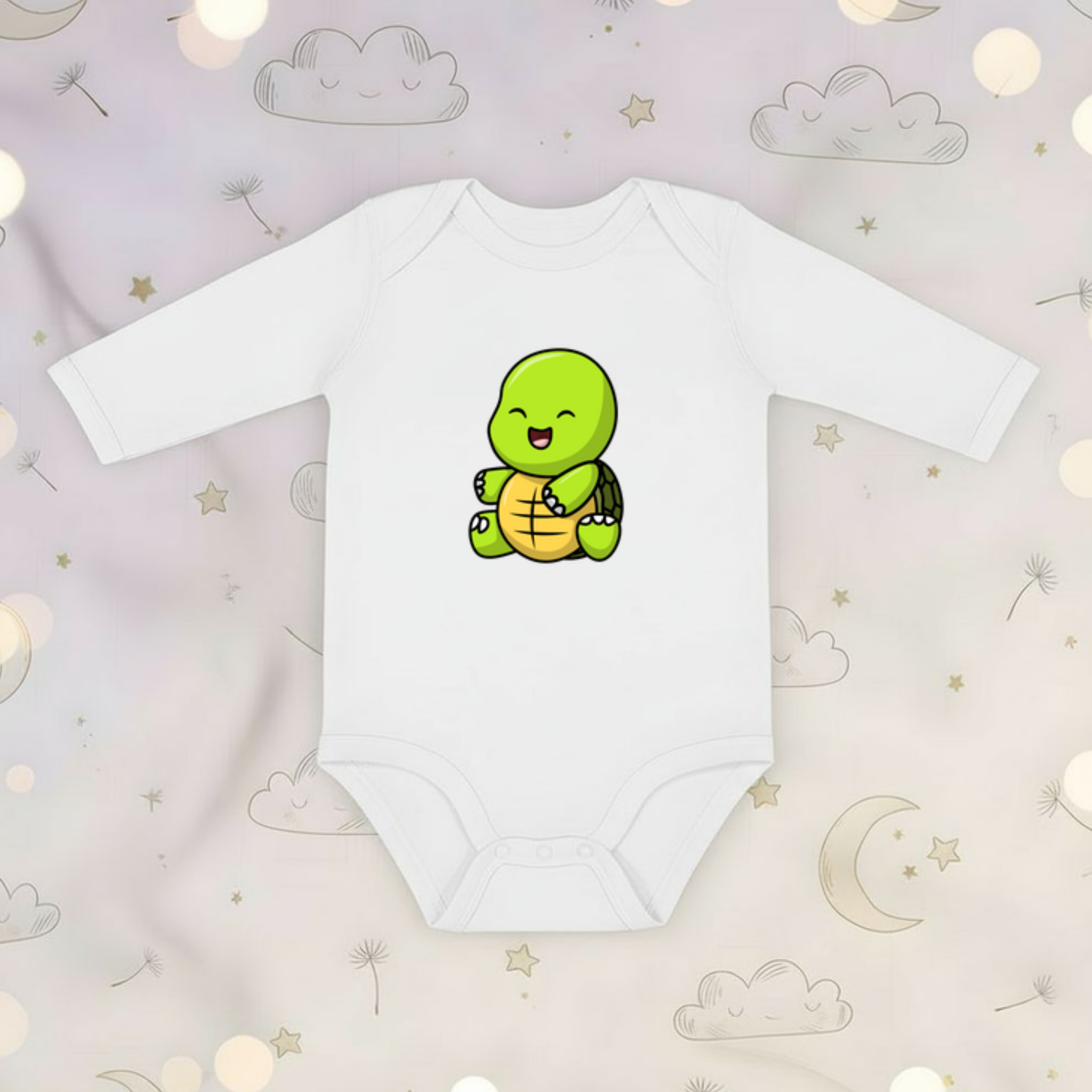 Sitting Baby Turtle Long Sleeve Onesie