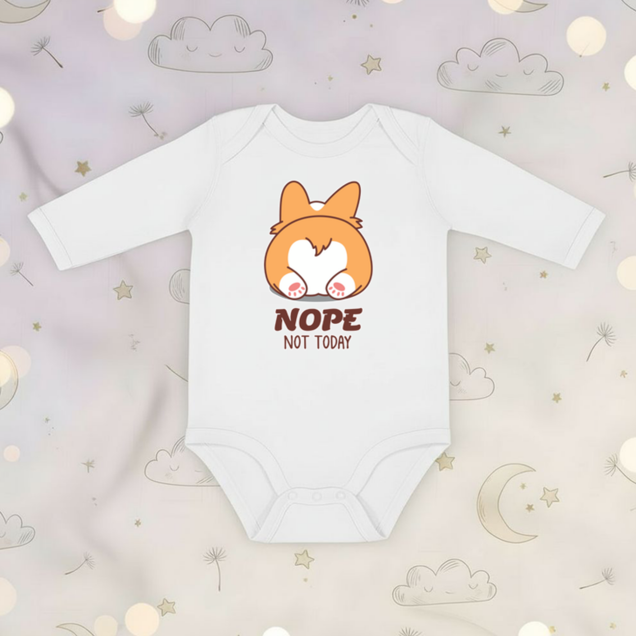 Nope Not Today Dog Butt Long Sleeve Onesie