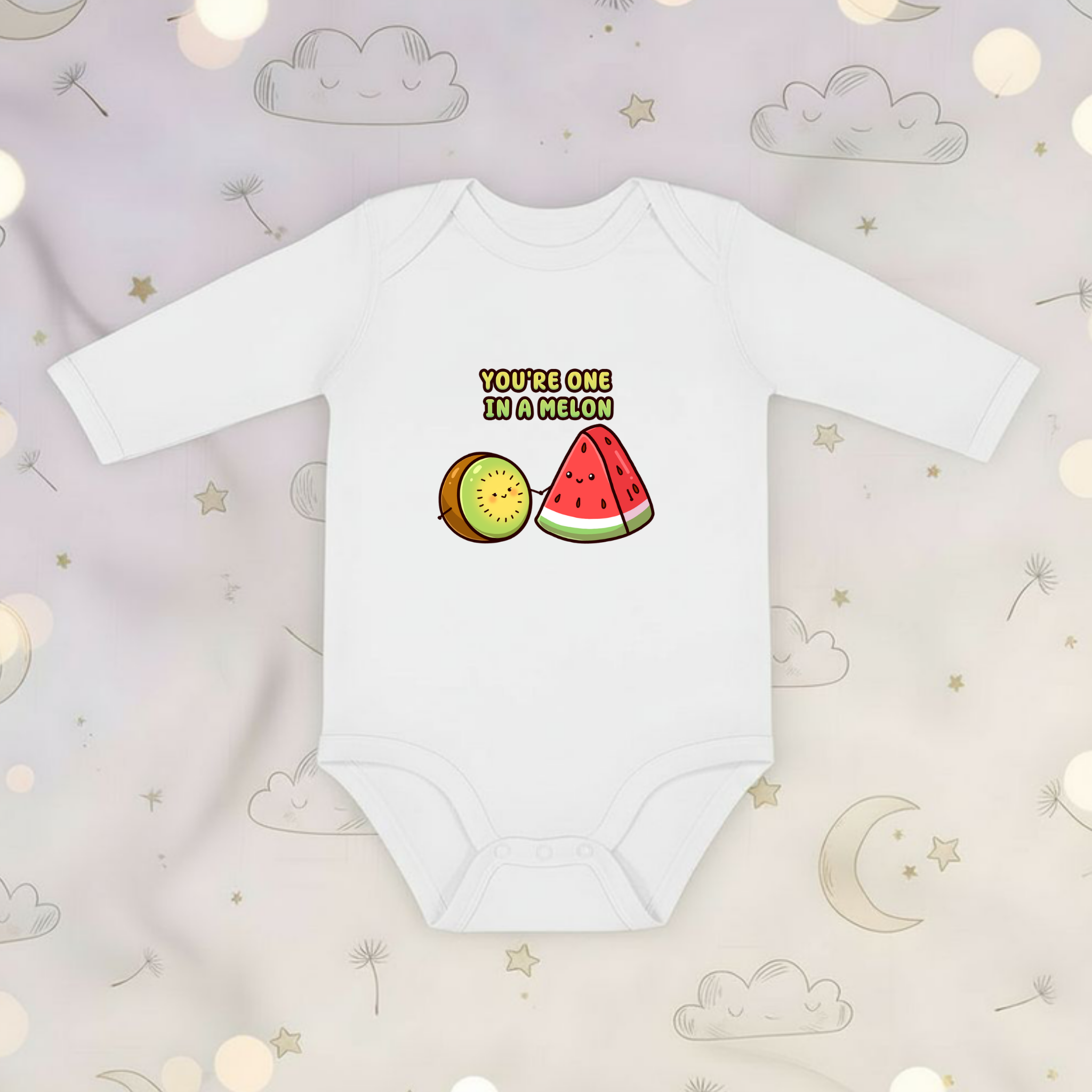 You're One in a Melon Kiwi and Watermelon Couple Long Sleeve Onesie