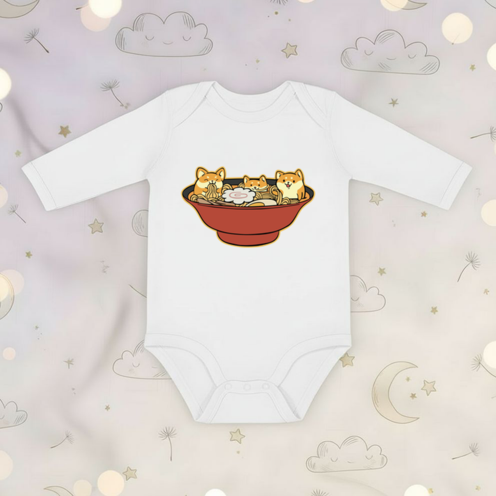 Shiba Inu Ramen Bowl Long Sleeve Onesie