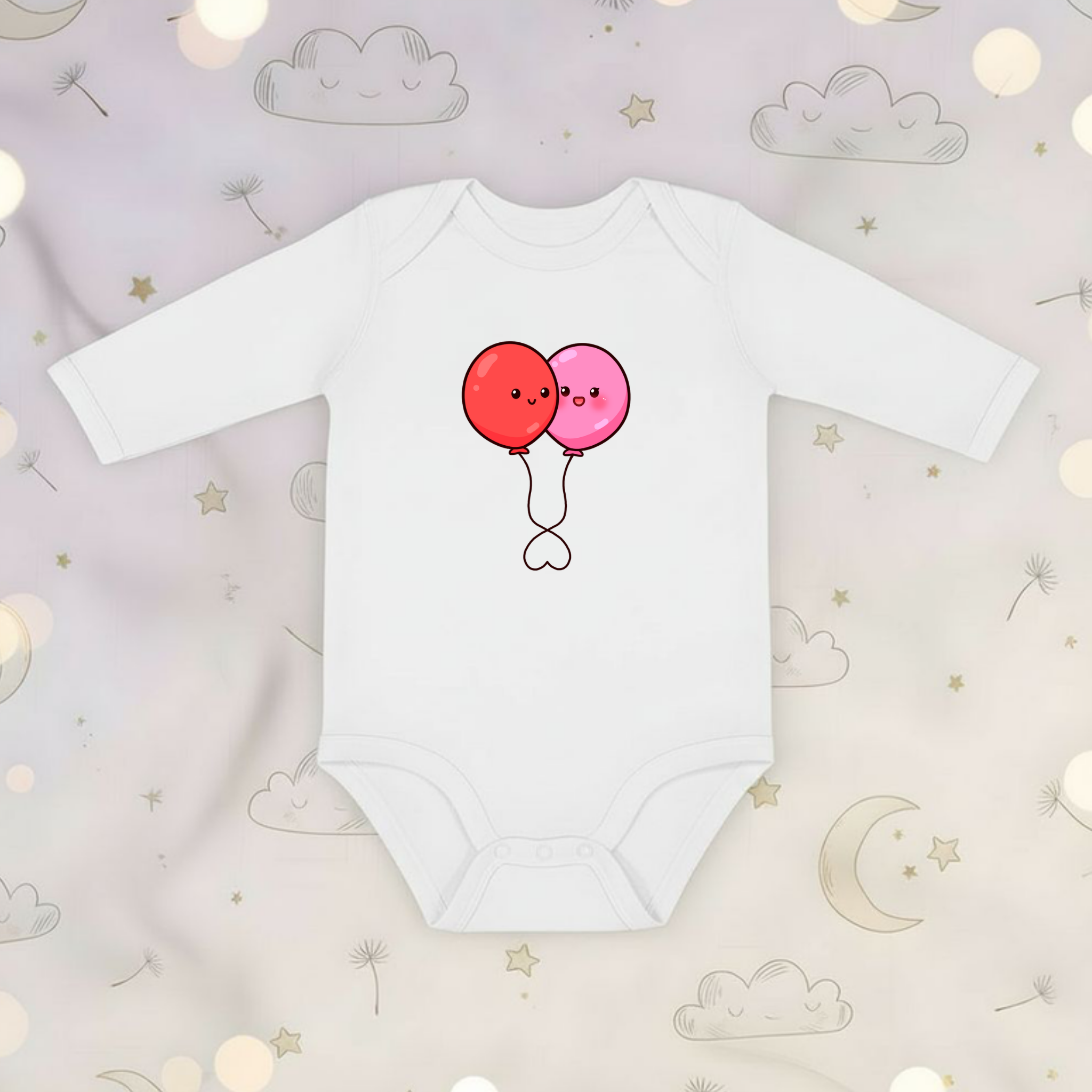 Balloon Couple Long Sleeve Onesie