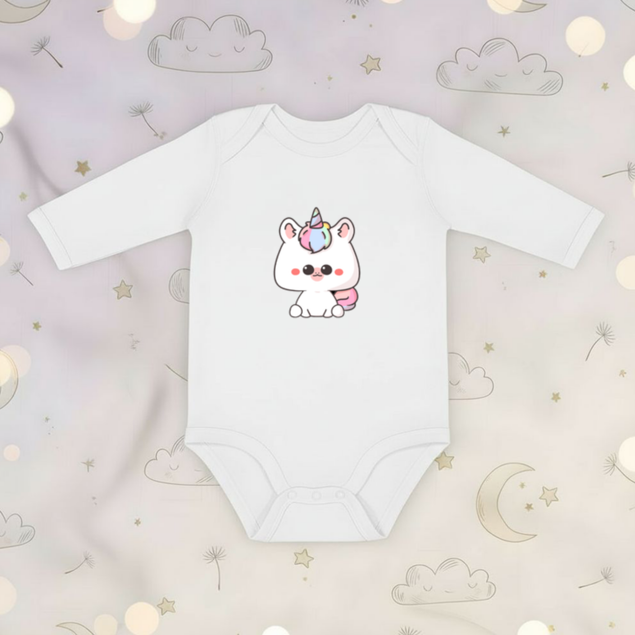Rainbow Baby Unicorn Long Sleeve Onesie