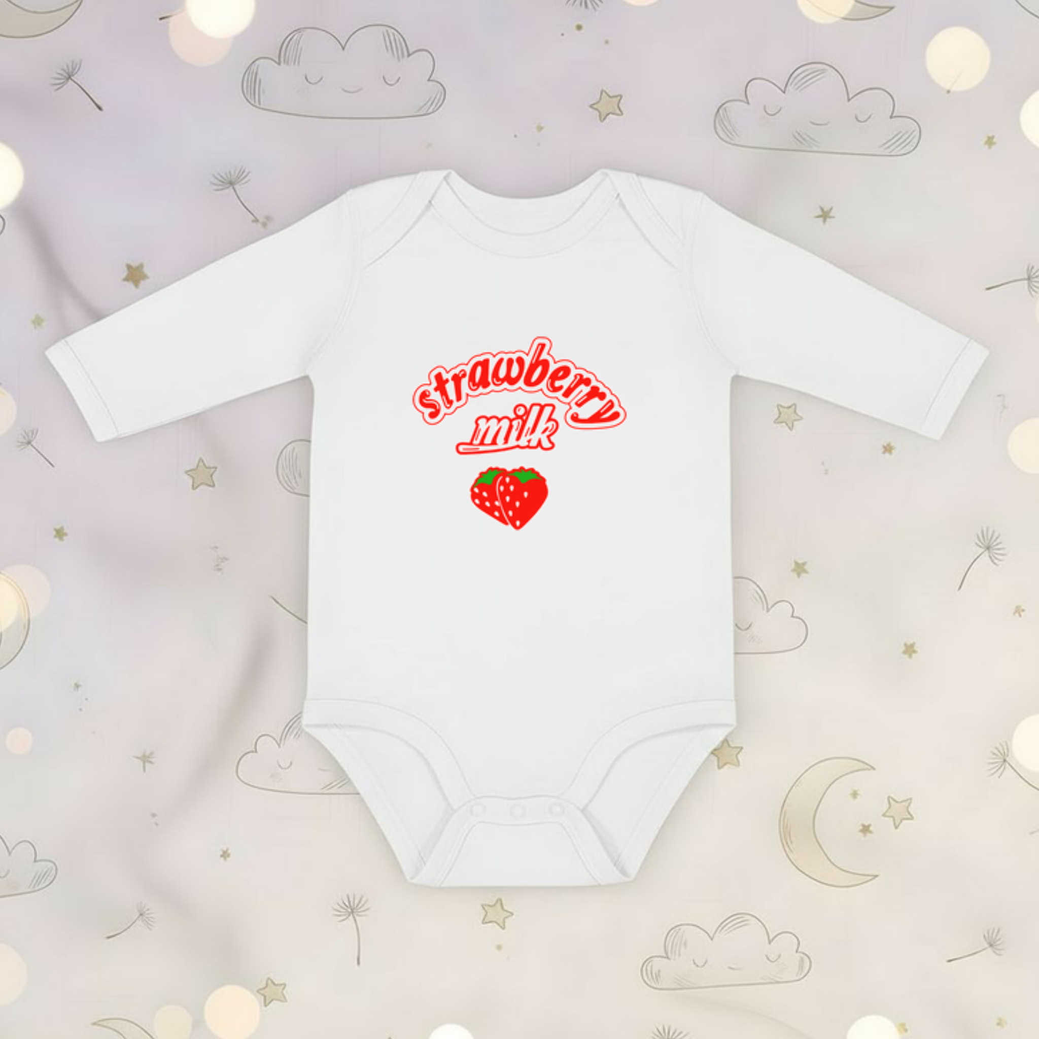 Strawberry Milk Long Sleeve Onesie