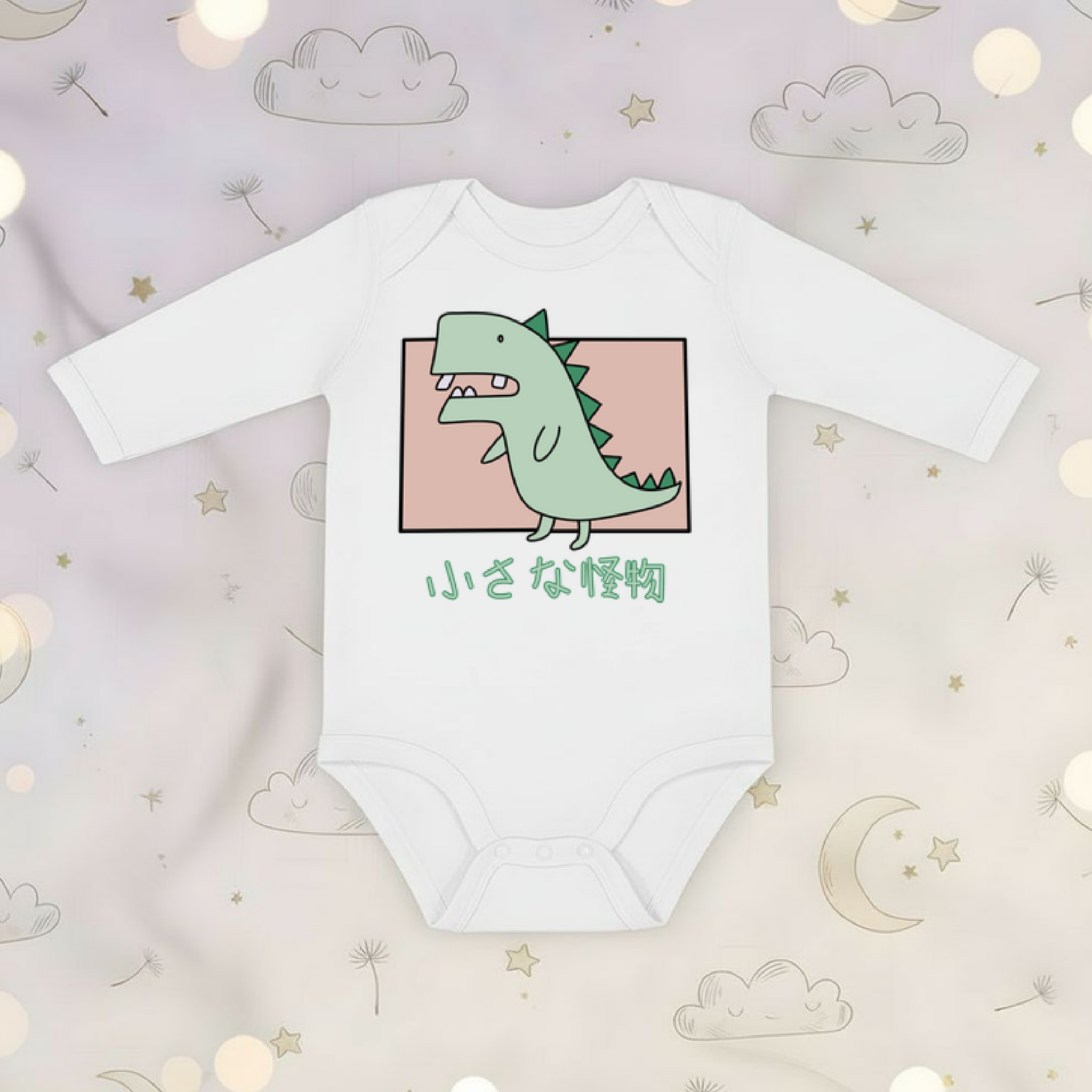 Crooked Toothed T-Rex Long Sleeve Onesie