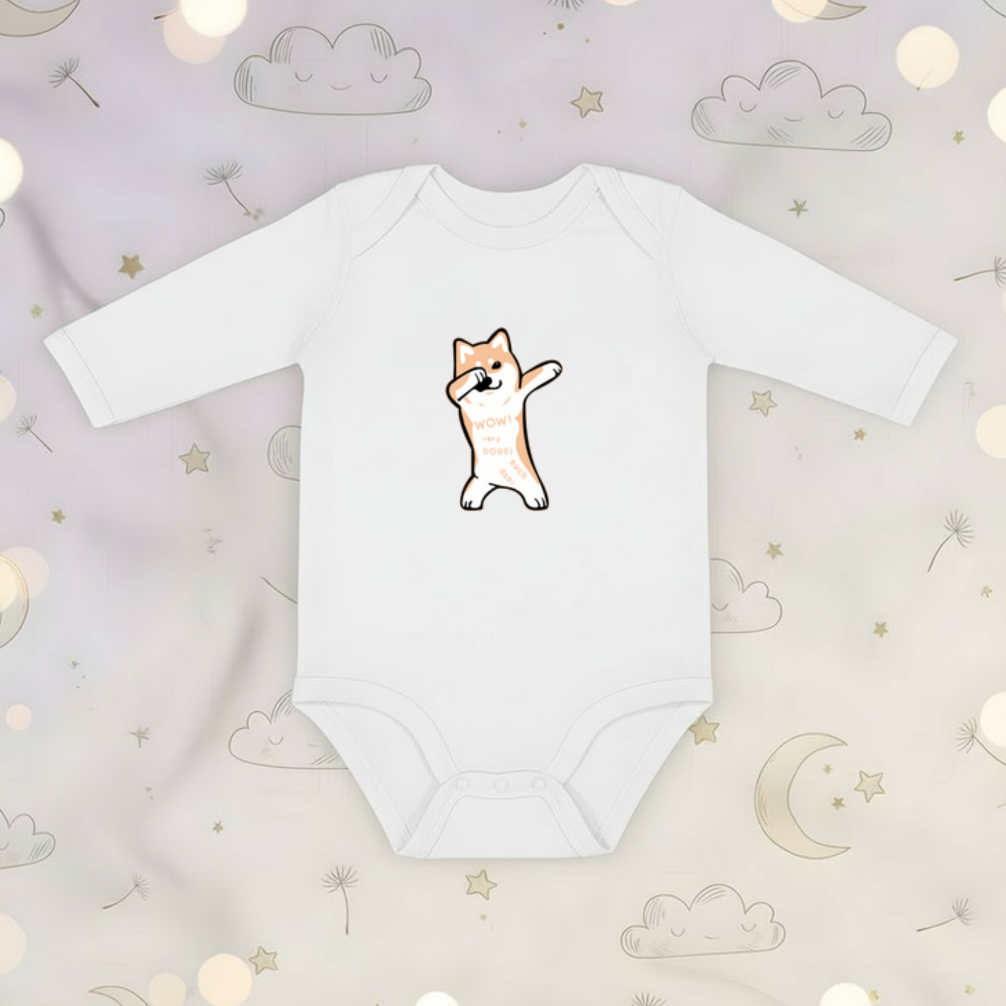 Dabbing Doge Dog Long Sleeve Onesie