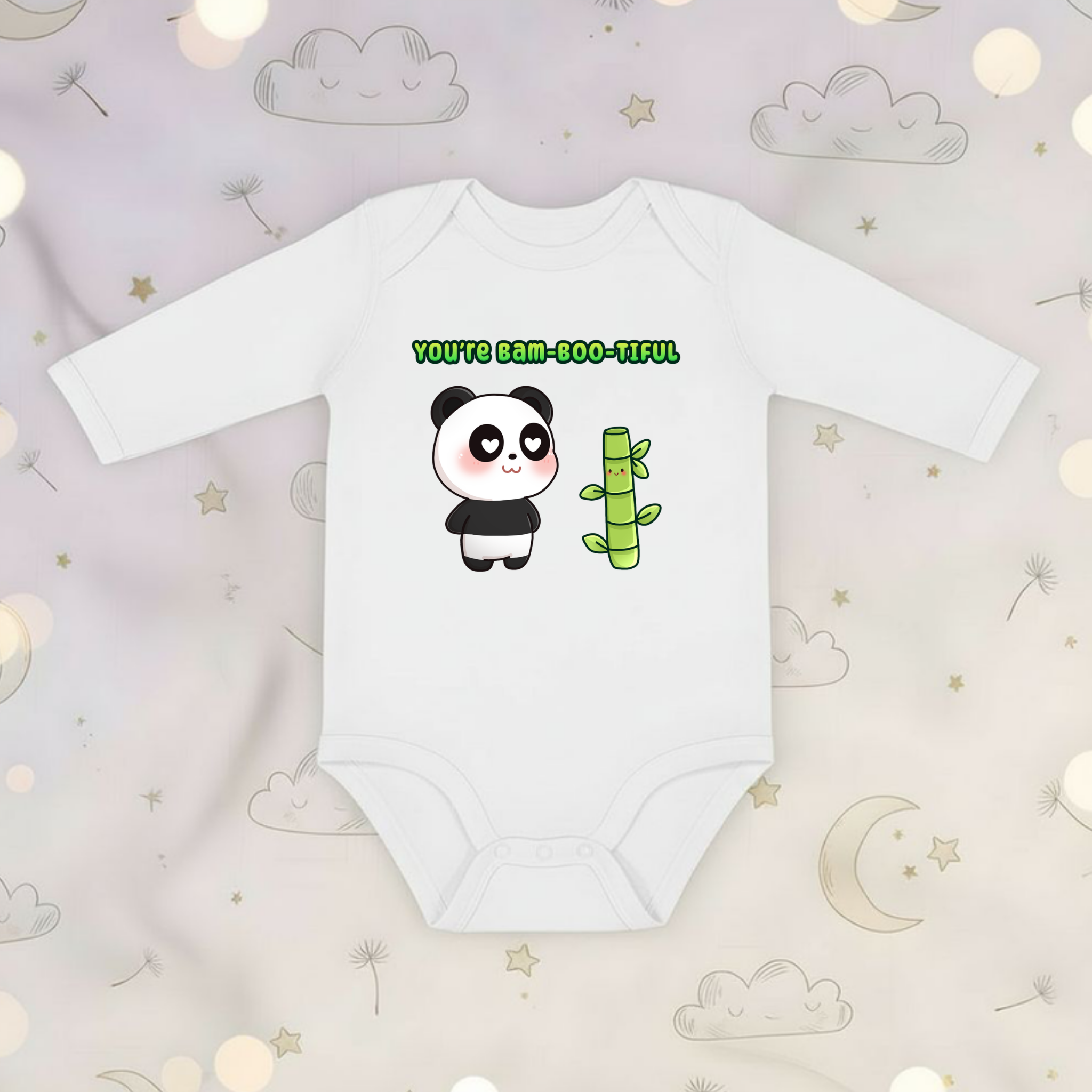 You're Bam-Boo-Tiful Panda and Bamboo Couple Long Sleeve Onesie