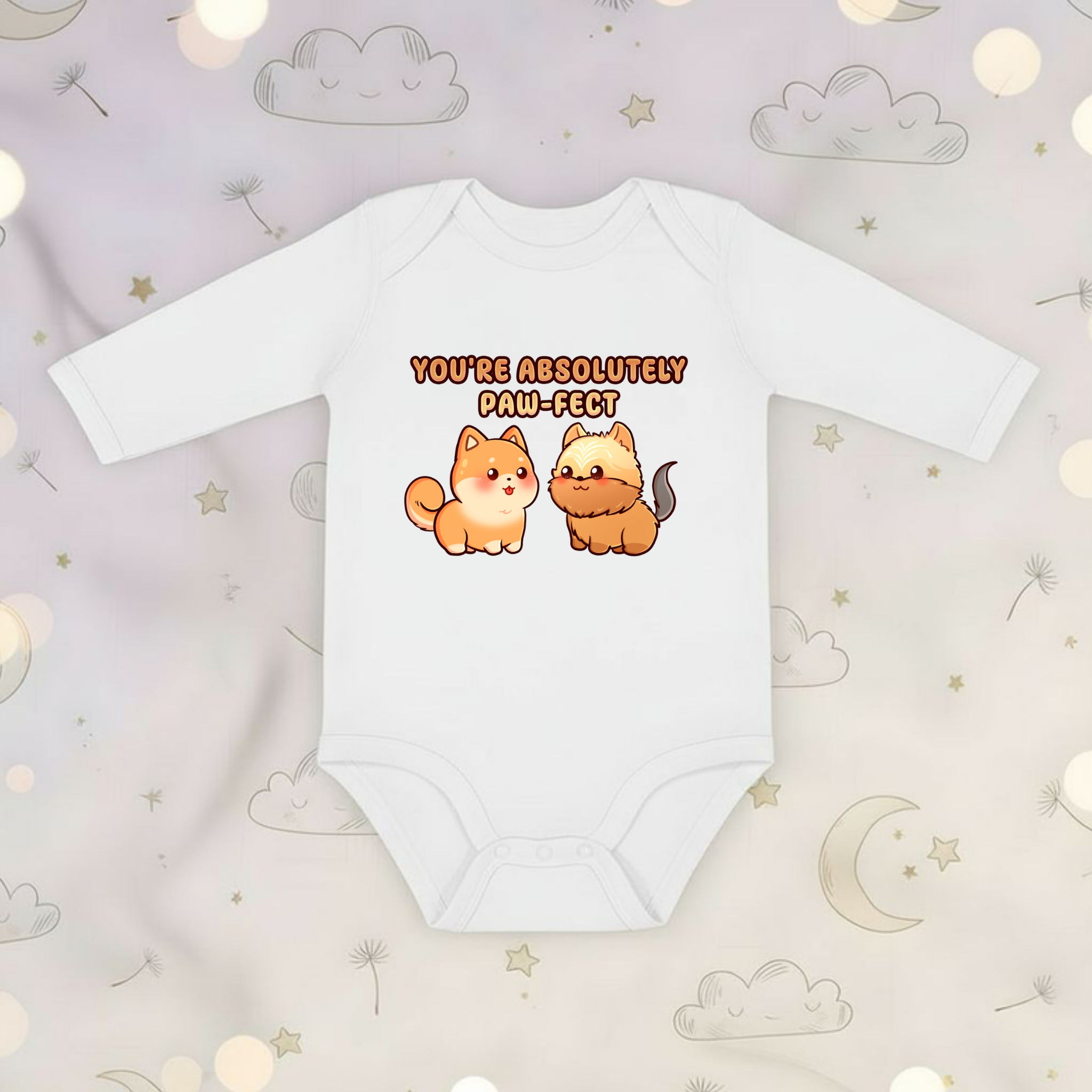 You're Absolutely Paw-fect Dog Couple - Shiba Inu & Yorkshire Terrier Long Sleeve Onesie