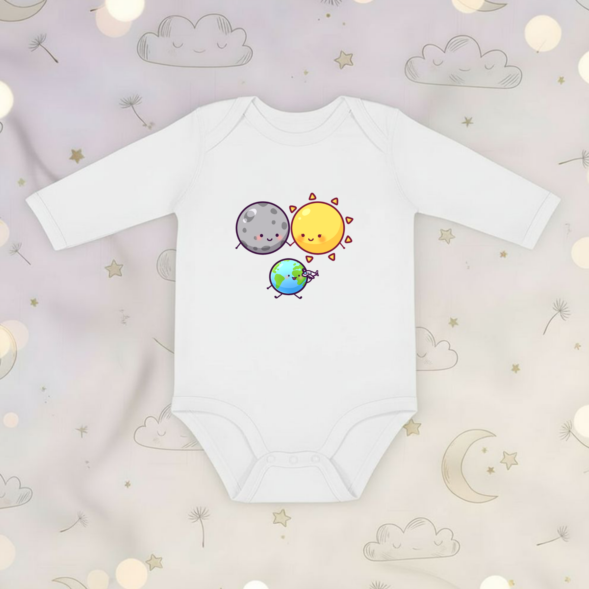 Sun Moon and Earth Family Long Sleeve Onesie