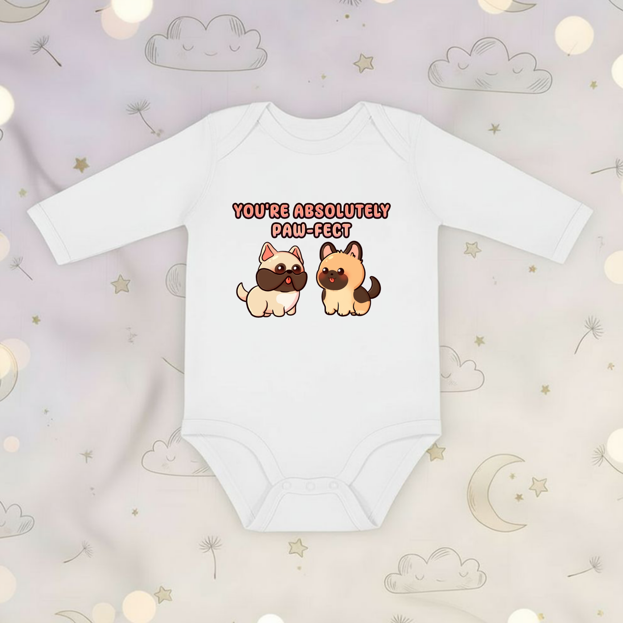You're Absolutely Paw-fect Dog Couple - French Bulldog & German Shephard Long Sleeve Onesie