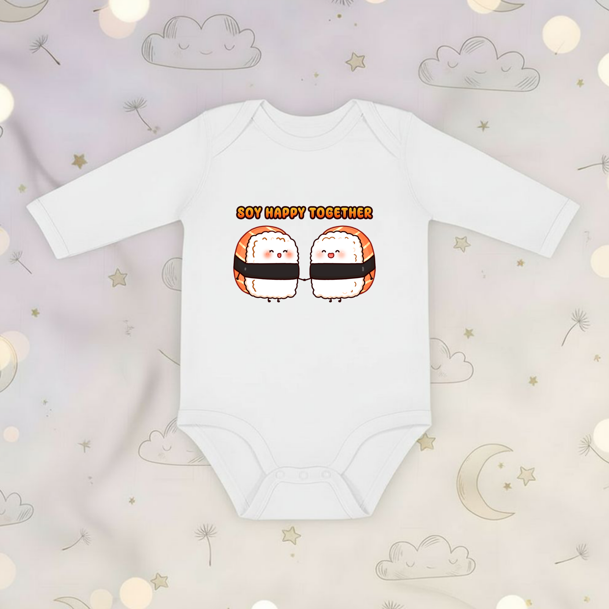 Soy Happy Together Sushi Couple Long Sleeve Onesie