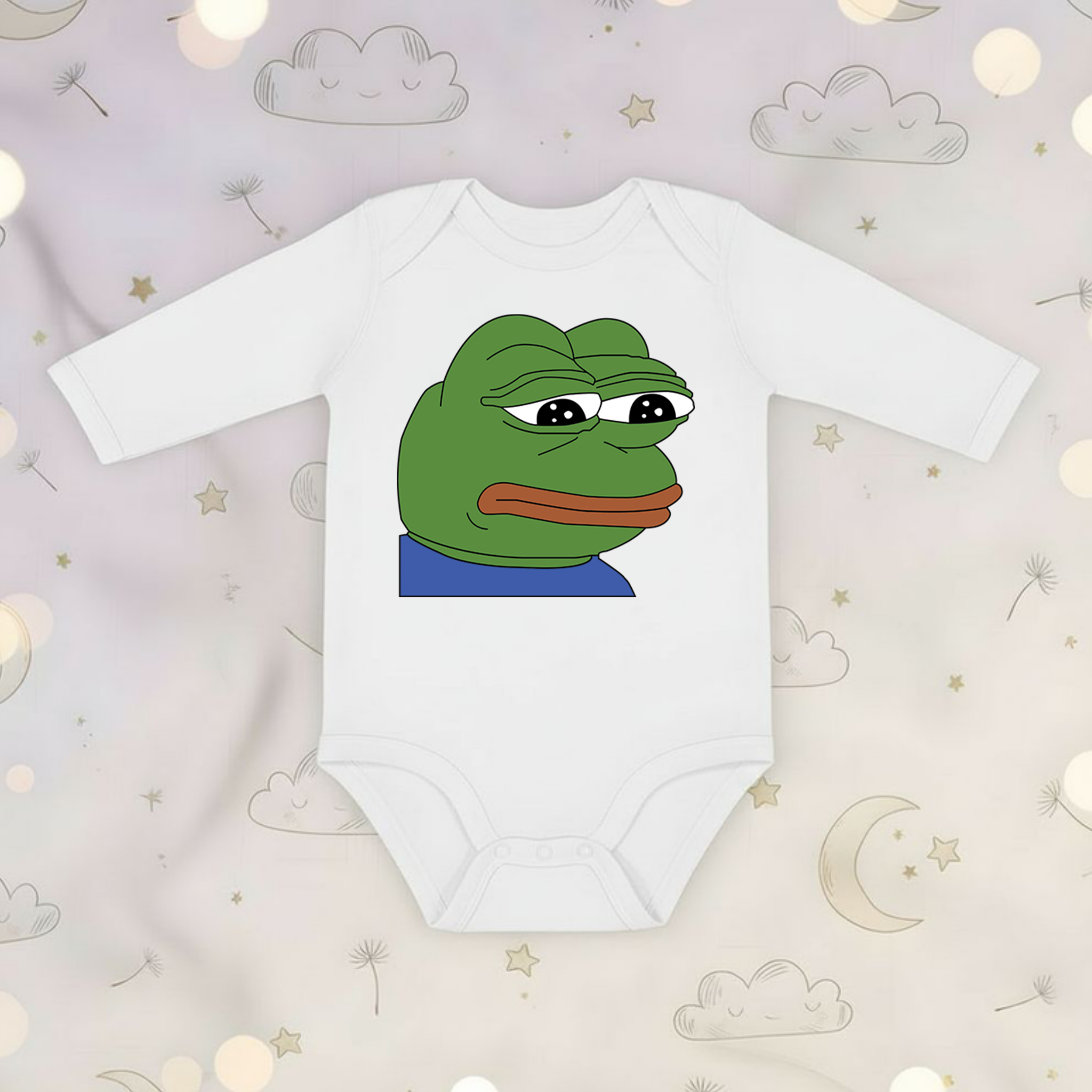 Sad Pepe the Frog Long Sleeve Onesie