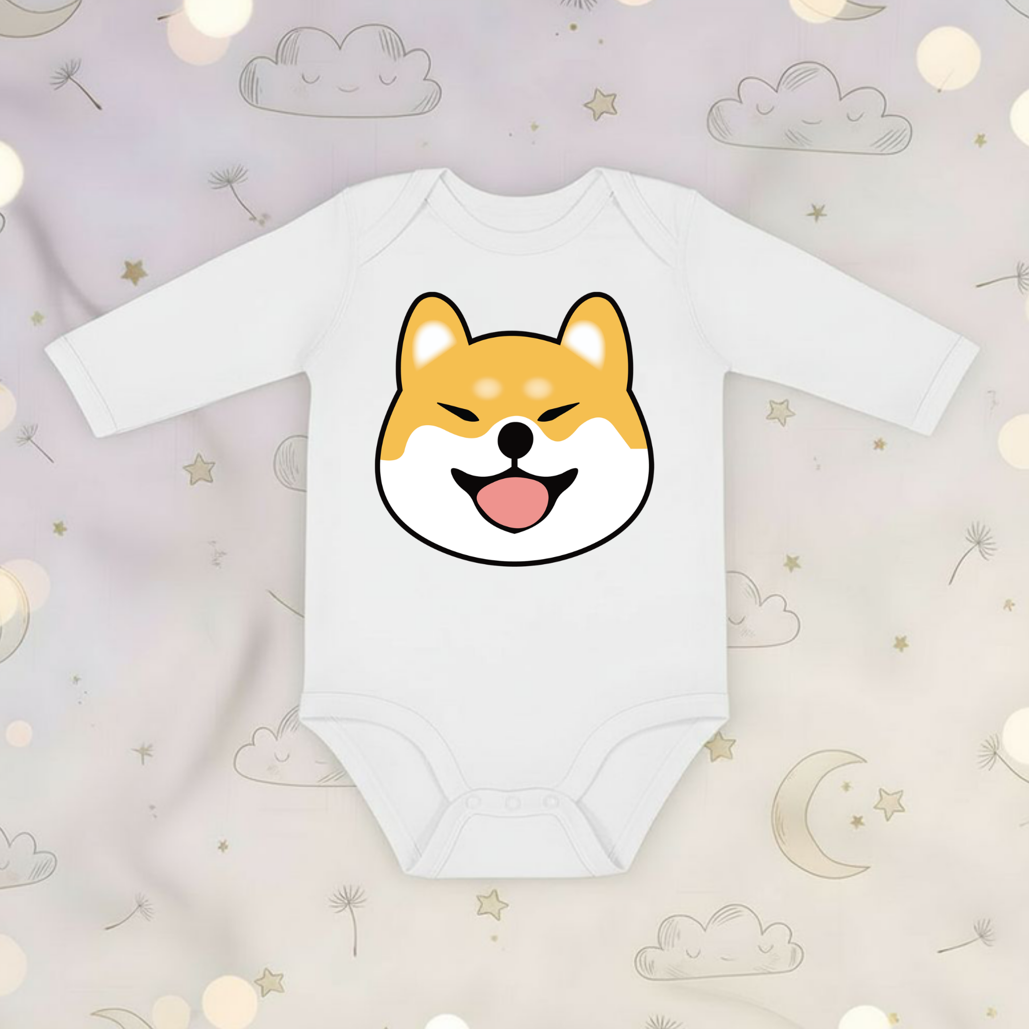 Shiba Inu Face Long Sleeve Onesie