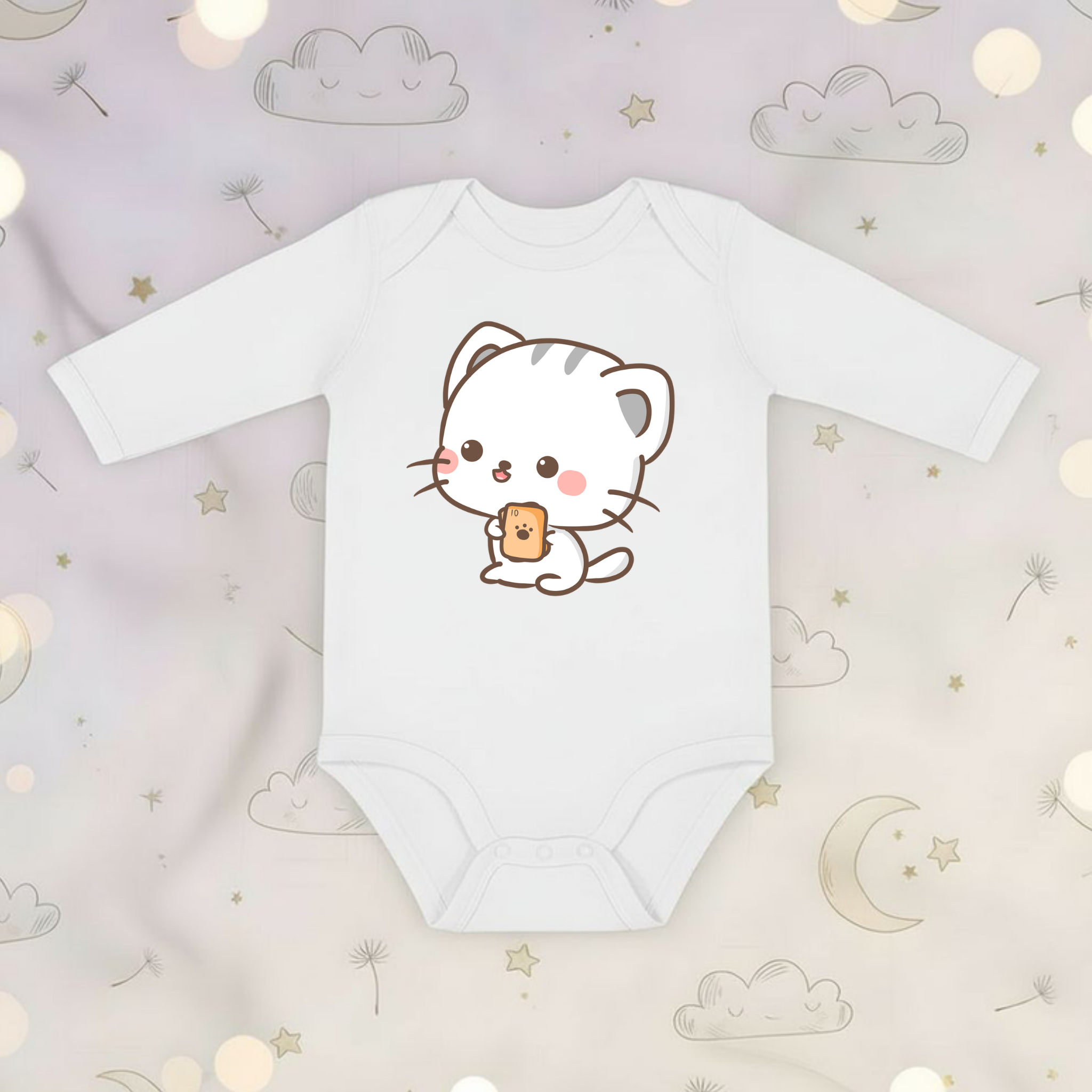 Cat Playing Cards Long Sleeve Onesie