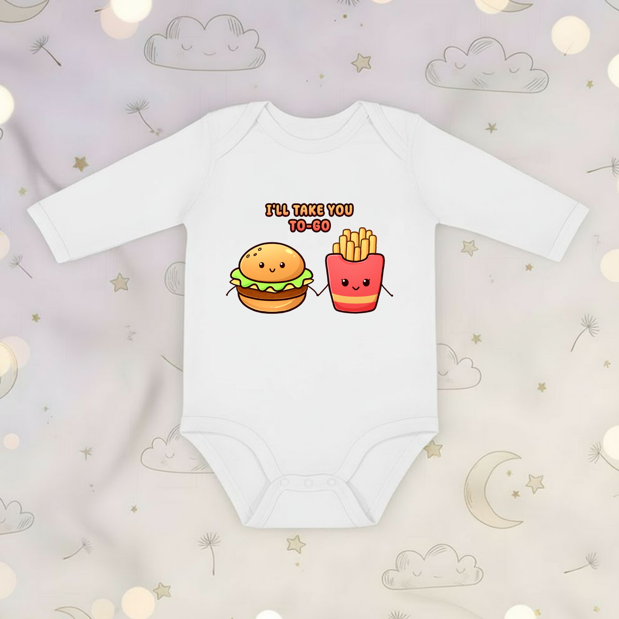 I'll Take You To-Go Burger and Fries Couple Long Sleeve Onesie
