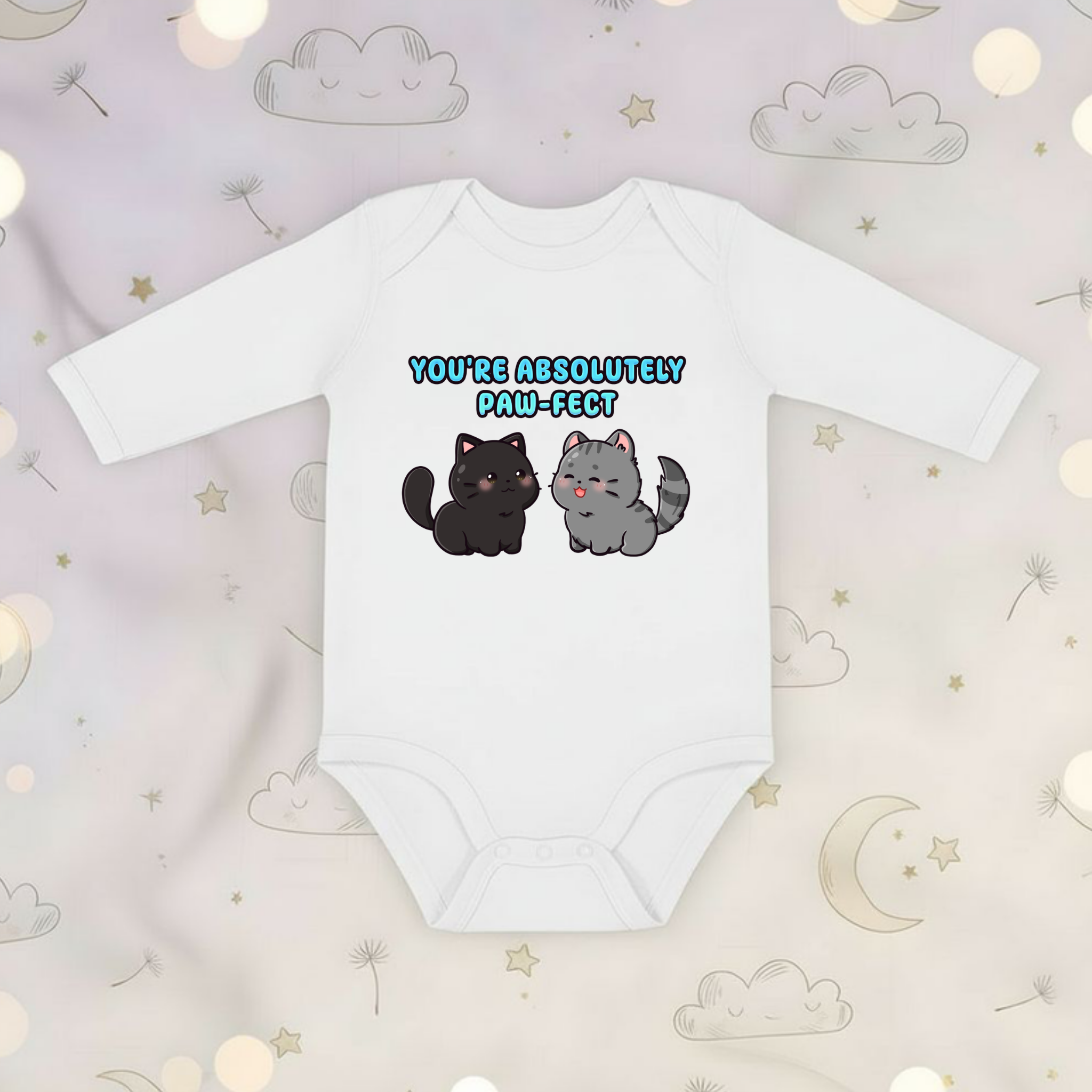 You're Absolutely Paw-Fect Cat Couple Long Sleeve Onesie