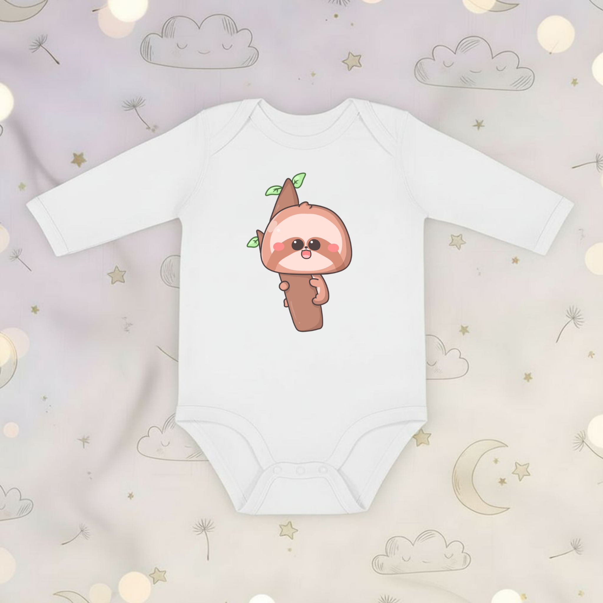 Baby Sloth on a Tree Branch Long Sleeve Onesie