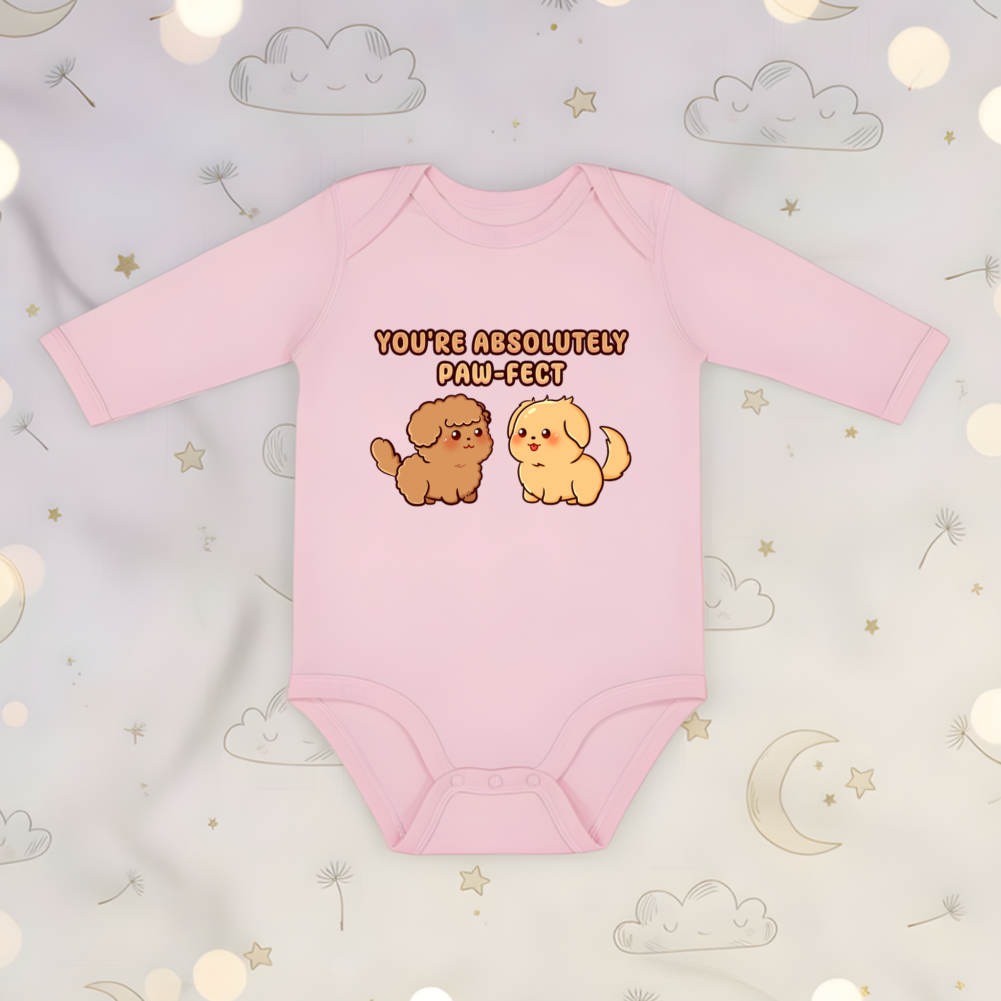 You're Absolutely Paw-Fect Dog Couple - Poodle & Golden Retriever Long Sleeve Onesie