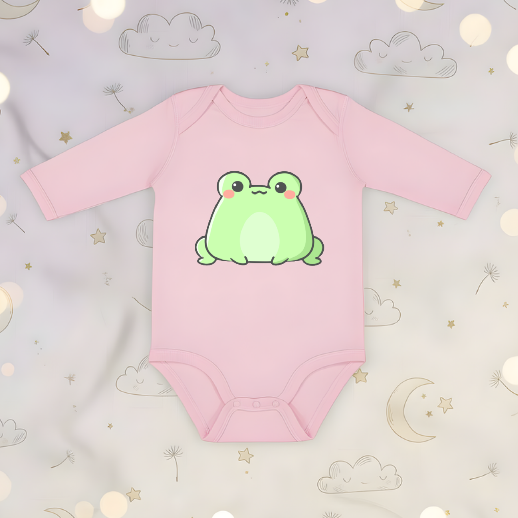 Sitting Frog Long Sleeve Onesie