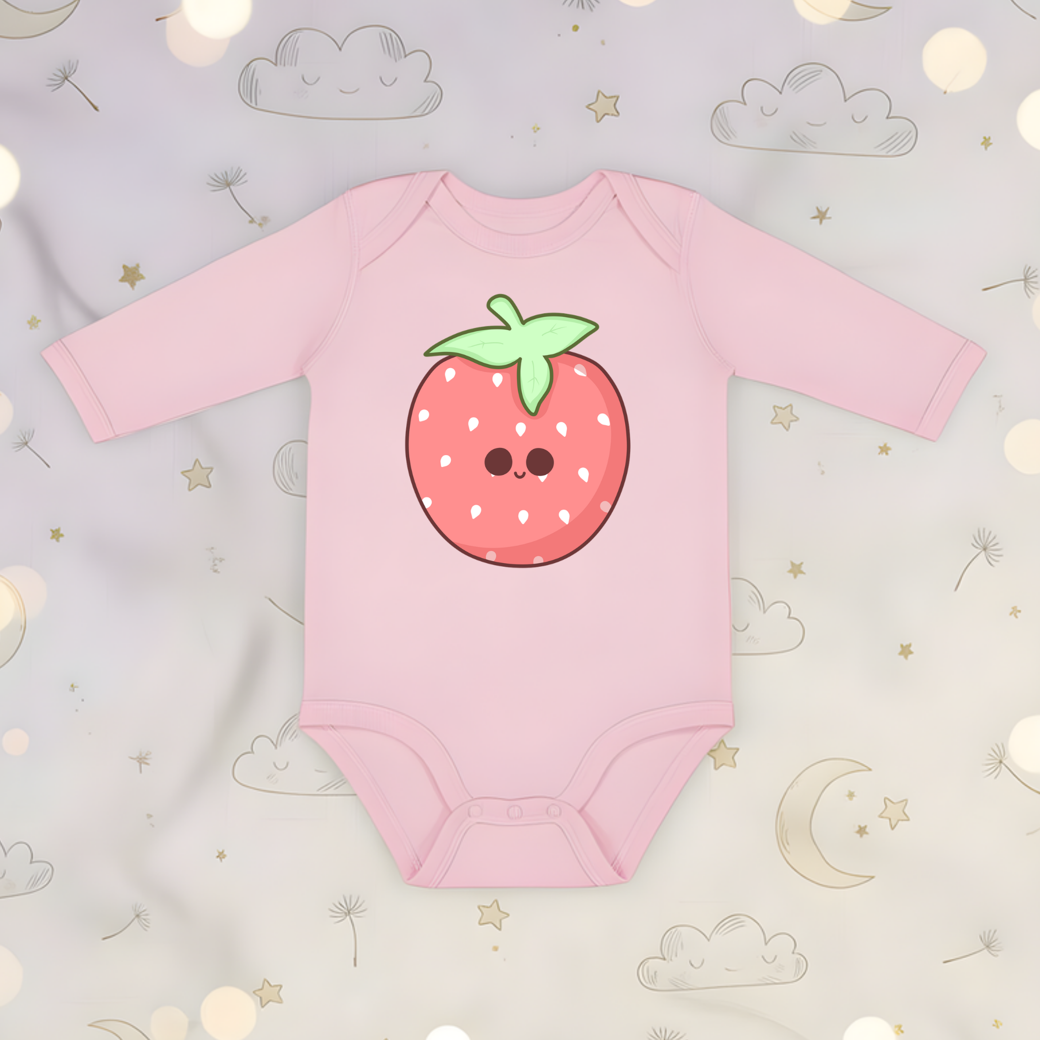 Baby Strawberry Long Sleeve Onesie