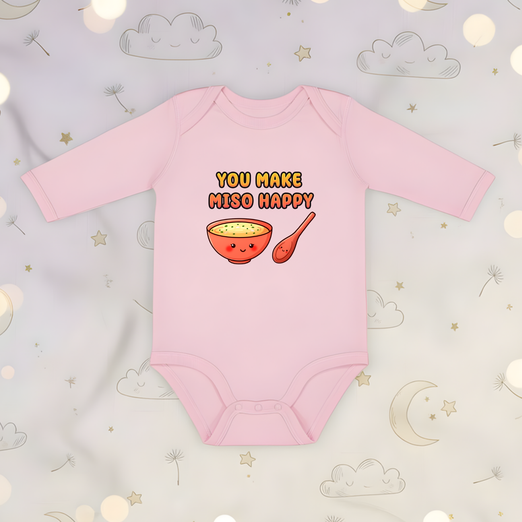 You Make Miso Happy Miso Soup and Spoon Couple Long Sleeve Onesie