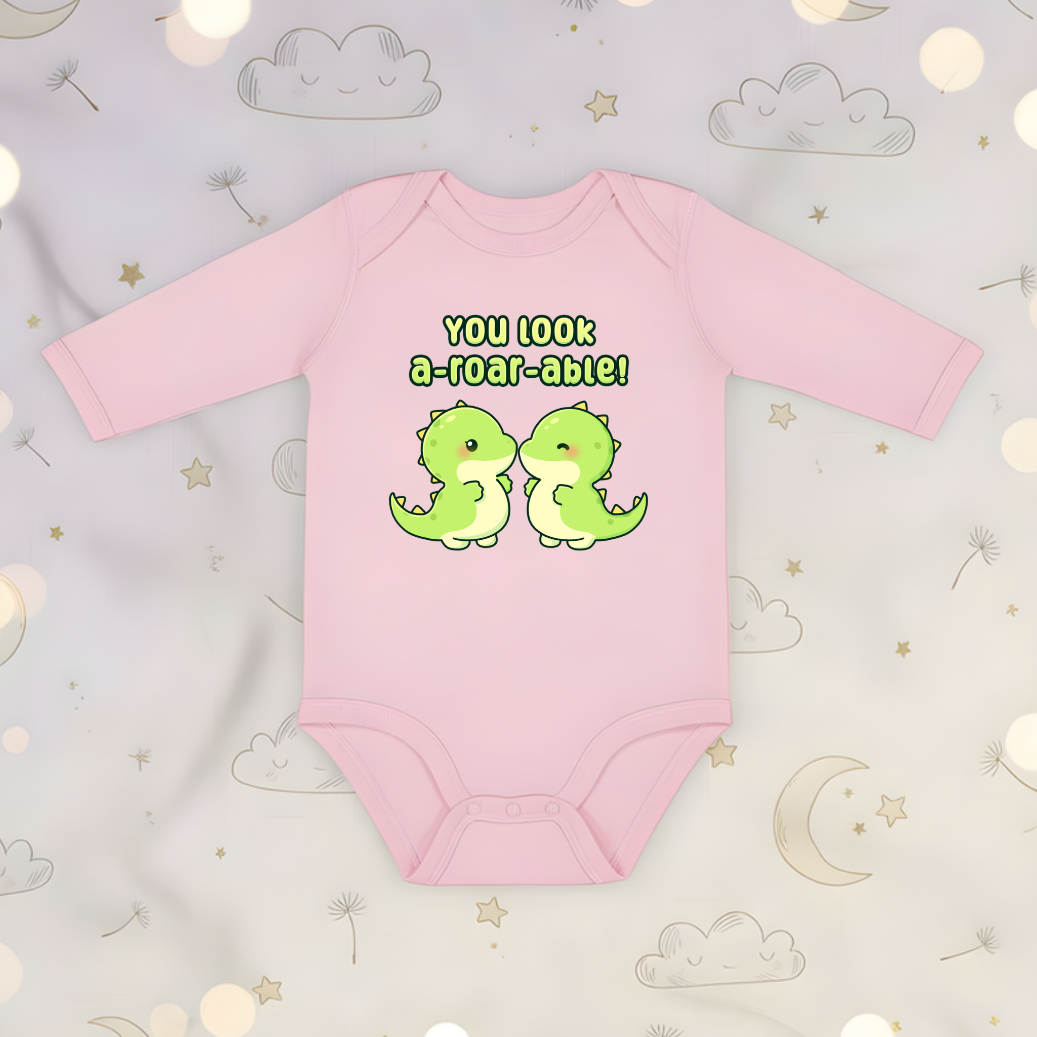 You Look A-Roar-Able! Dinosaur Couple Long Sleeve Onesie
