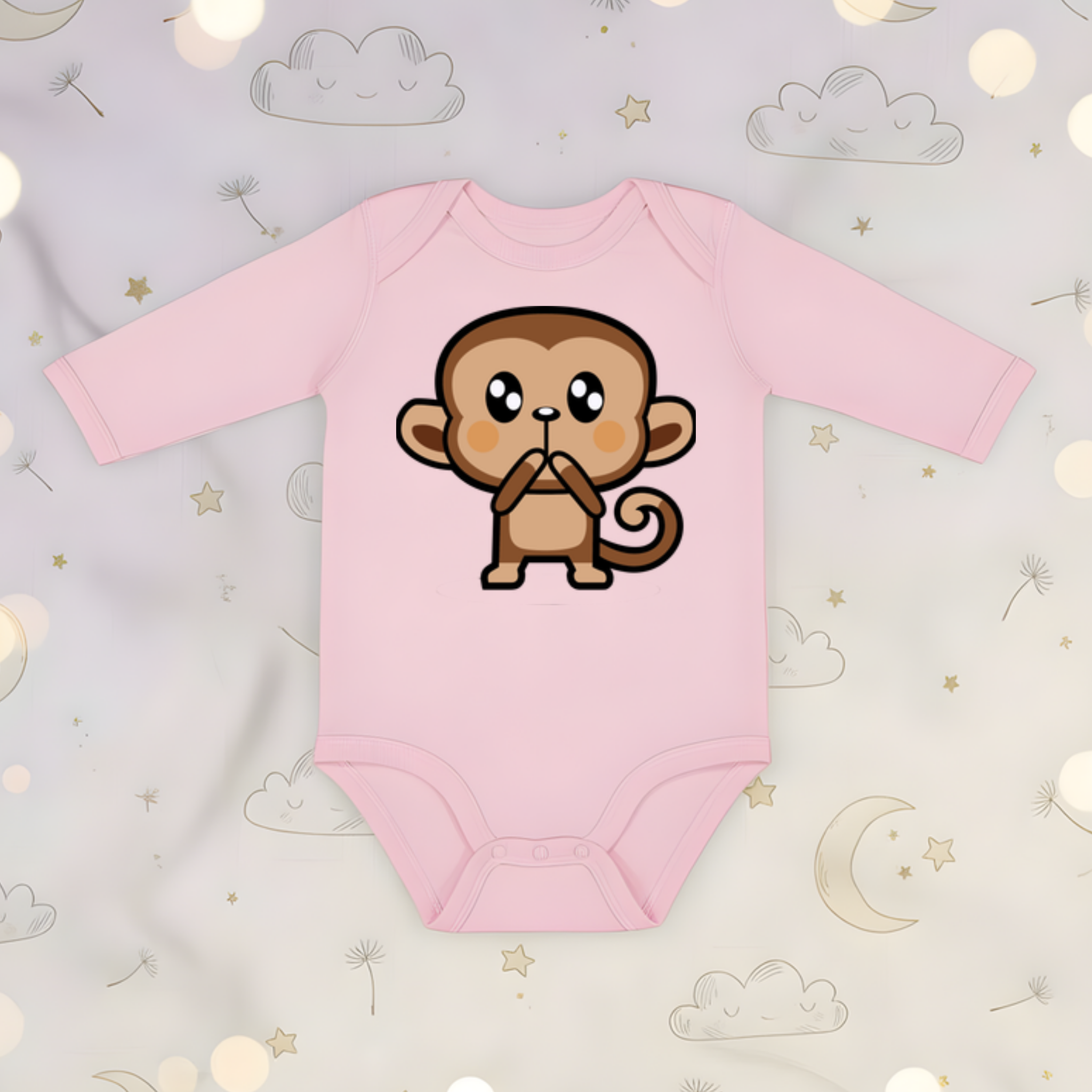 Shocked Monkey Long Sleeve Onesie