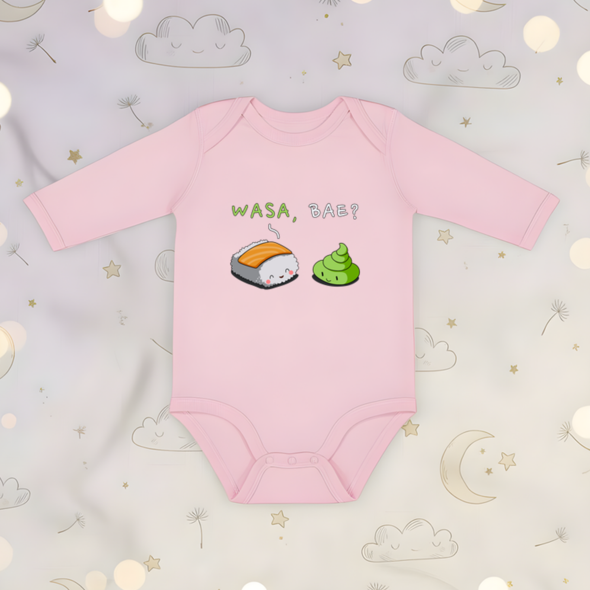 Wasa, Bae? Sushi and Wasabi Couple Long Sleeve Onesie