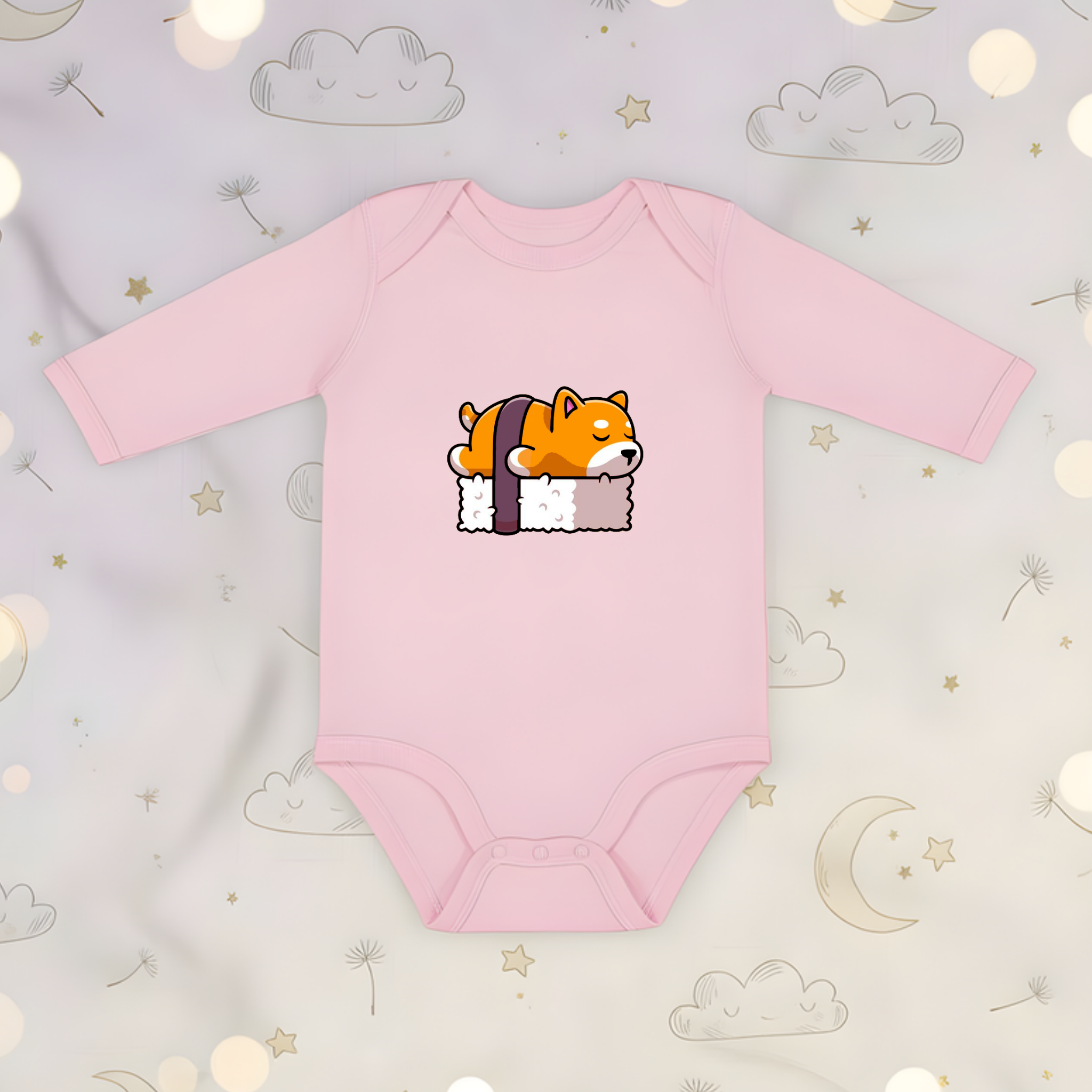 Dog Sleeping on Sushi Long Sleeve Onesie