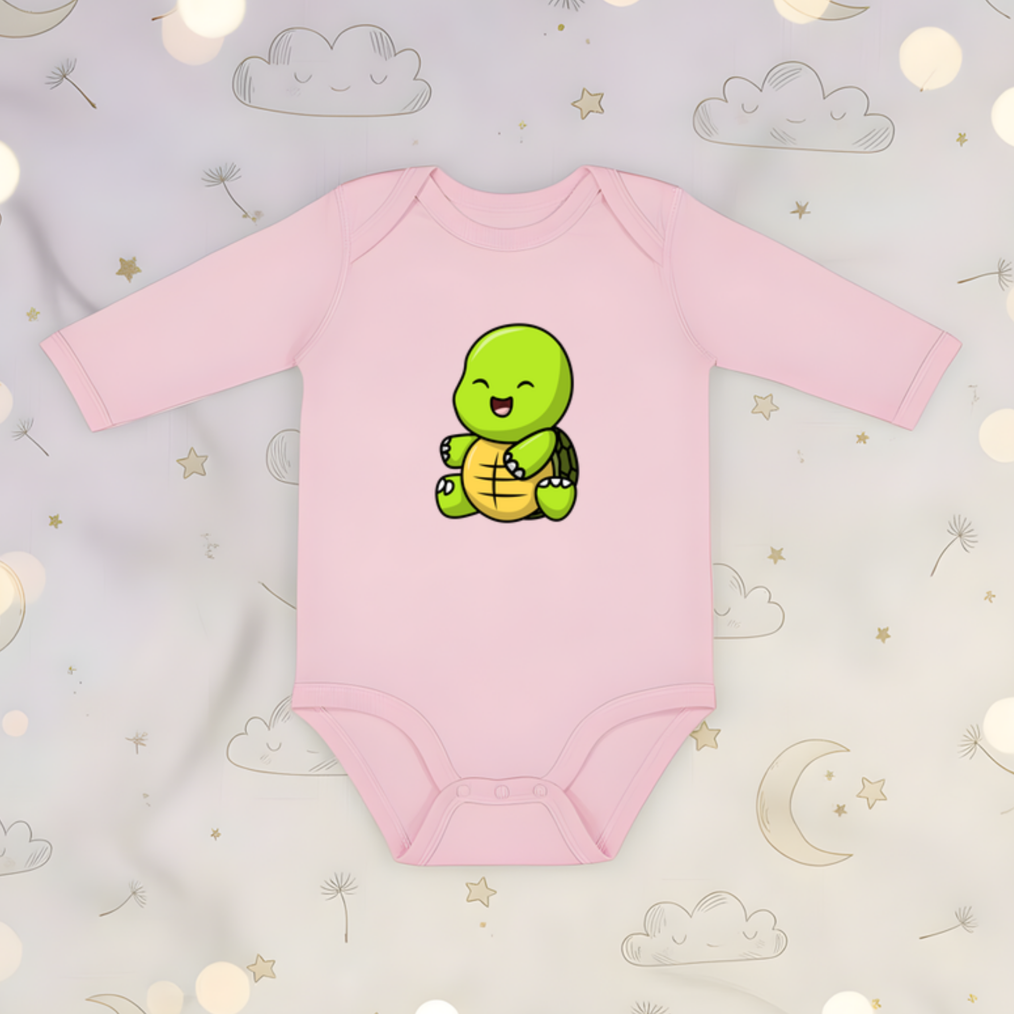 Sitting Baby Turtle Long Sleeve Onesie