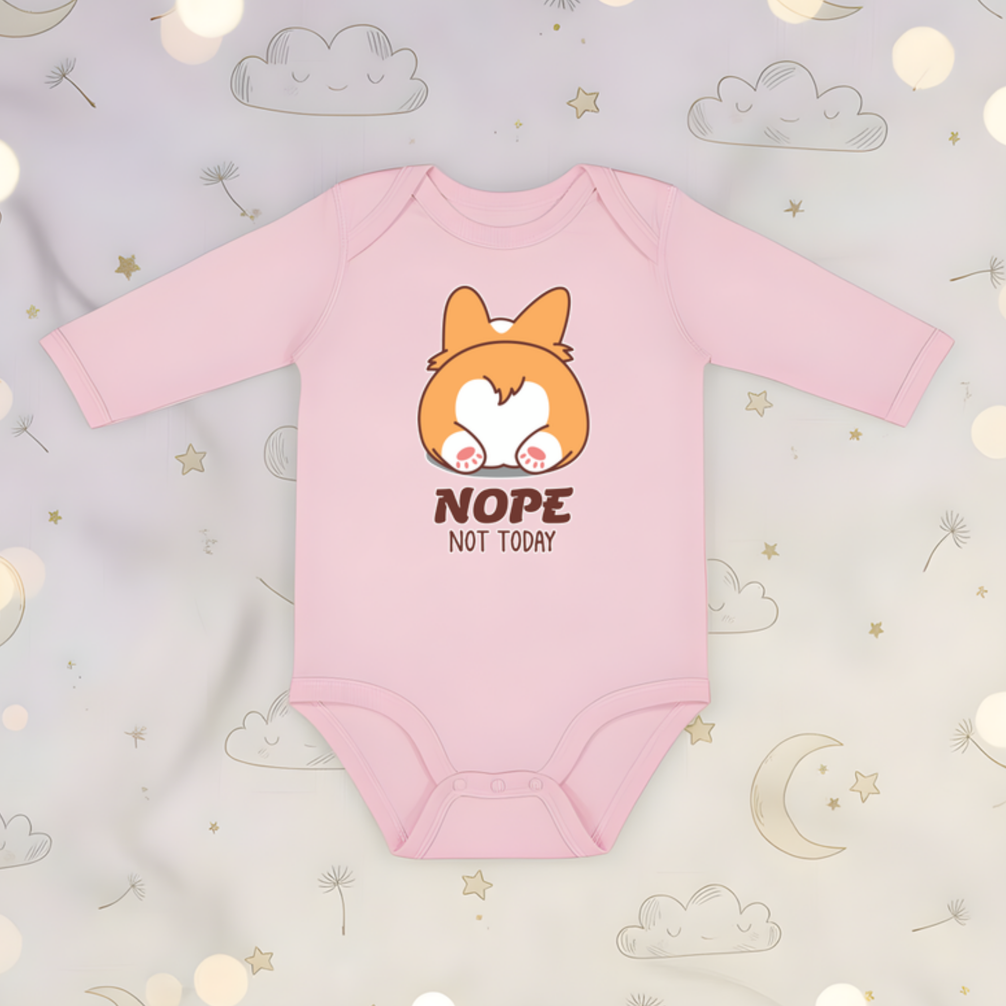 Nope Not Today Dog Butt Long Sleeve Onesie