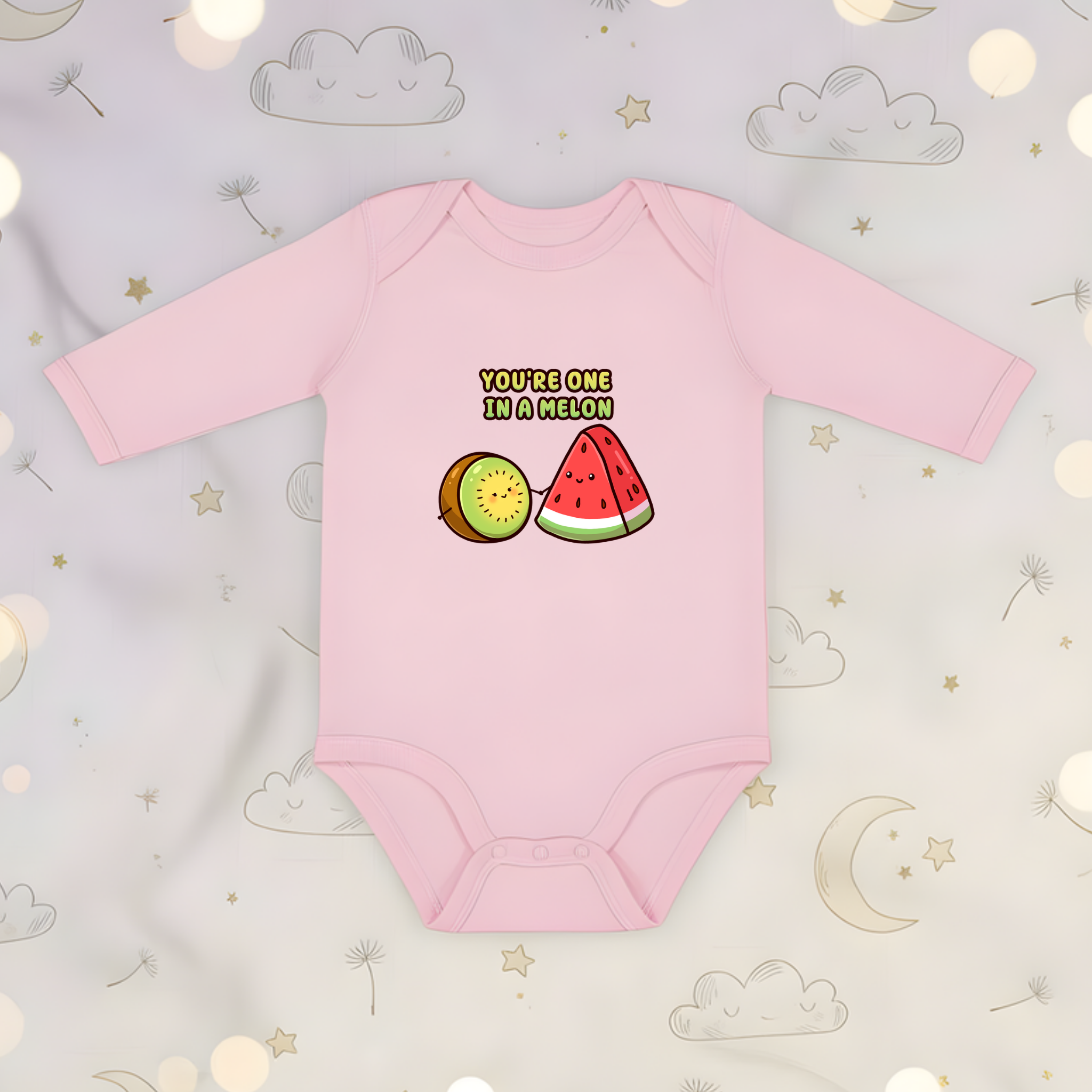 You're One in a Melon Kiwi and Watermelon Couple Long Sleeve Onesie