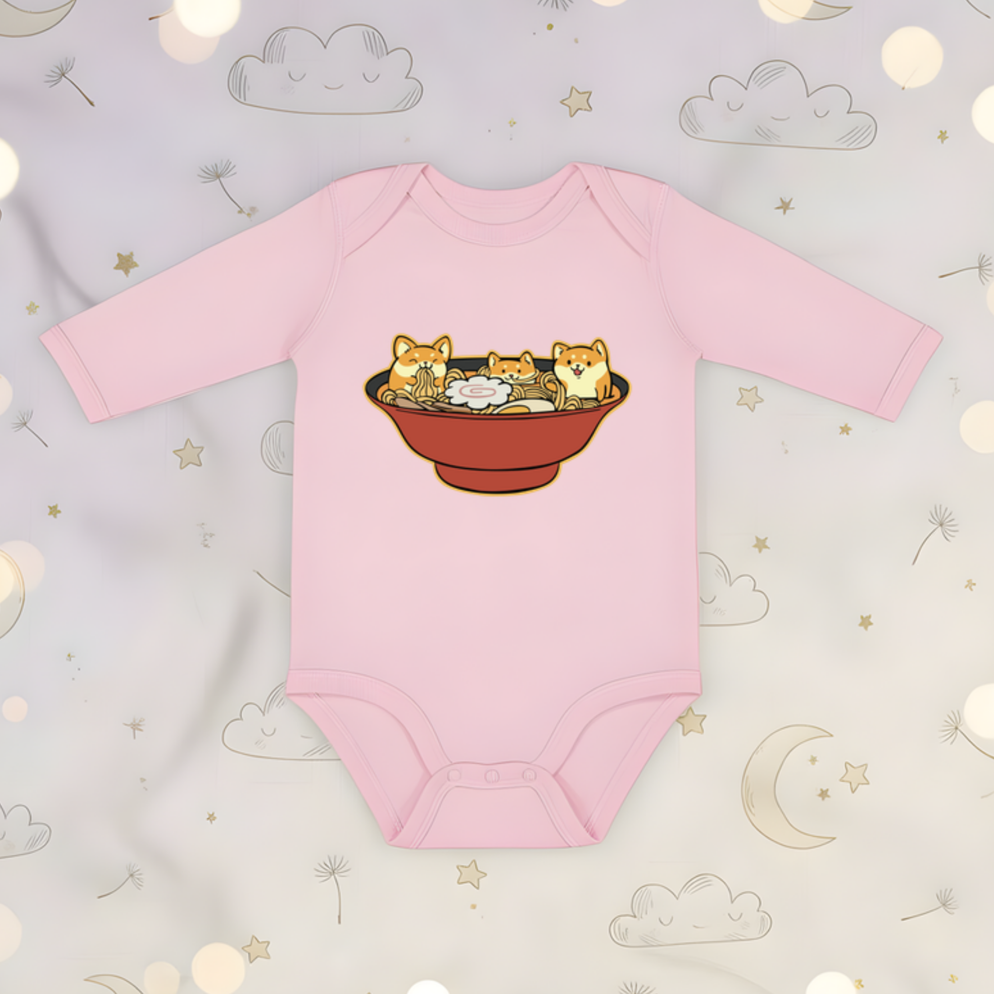 Shiba Inu Ramen Bowl Long Sleeve Onesie