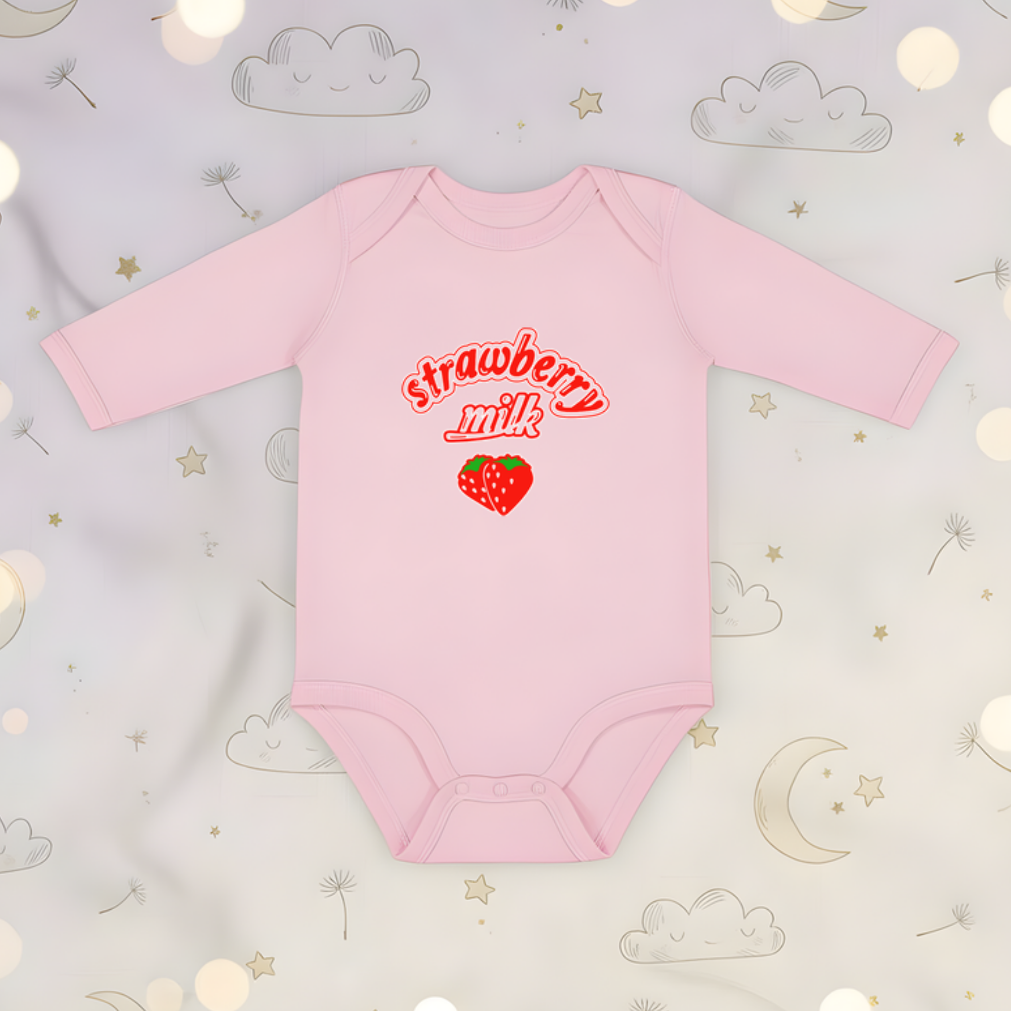 Strawberry Milk Long Sleeve Onesie