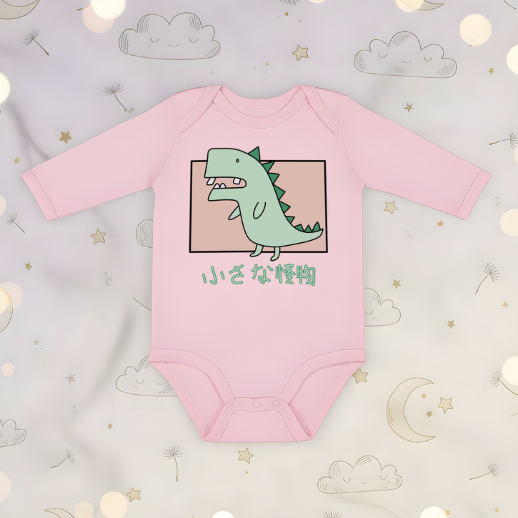 Crooked Toothed T-Rex Long Sleeve Onesie